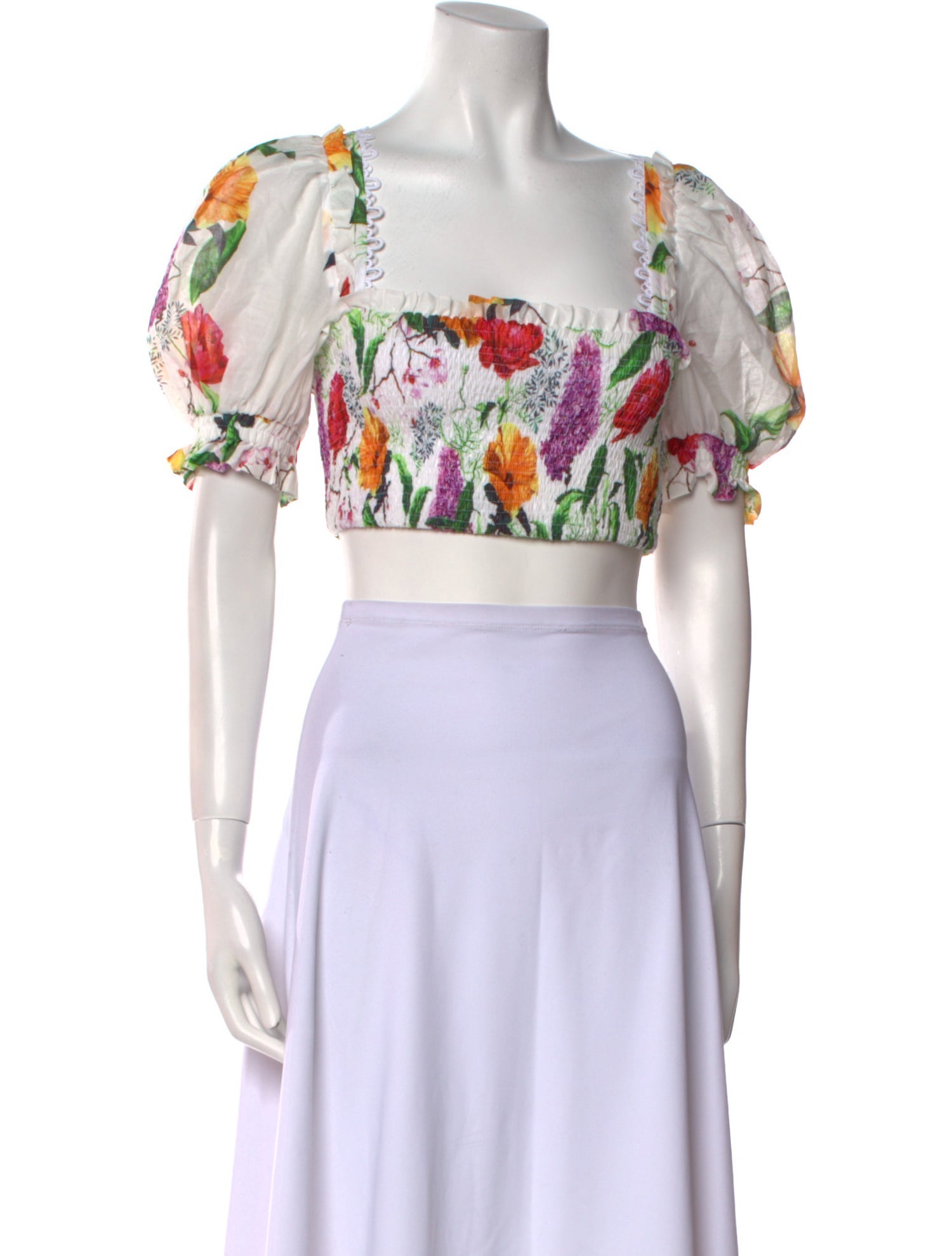 Charo Ruiz Floral Print Square Neckline Crop Top