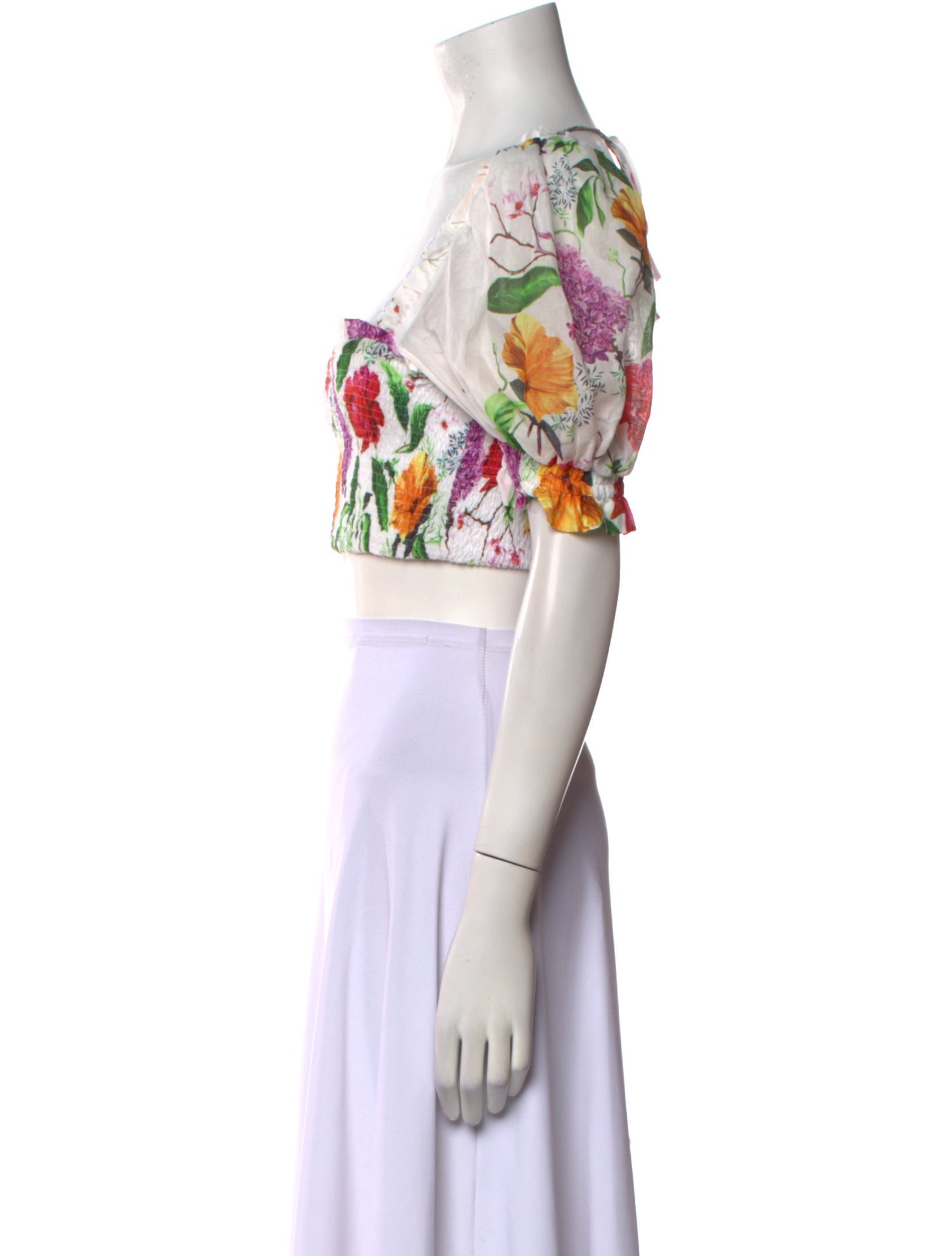 Charo Ruiz Floral Print Square Neckline Crop Top