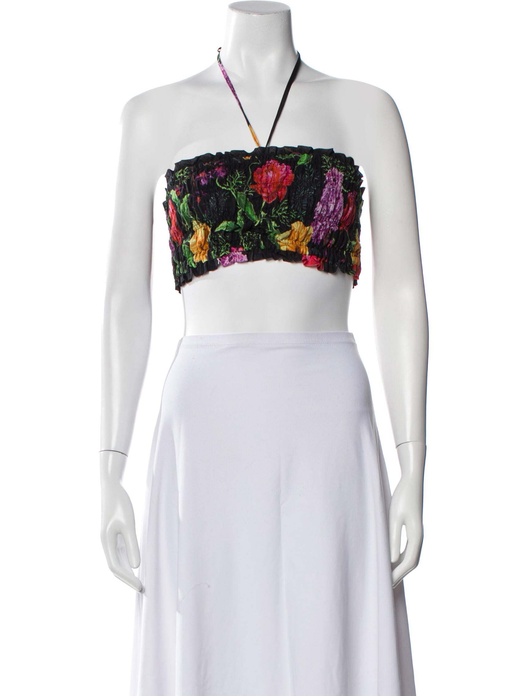 Charo Ruiz Floral Print Halterneck Crop Top