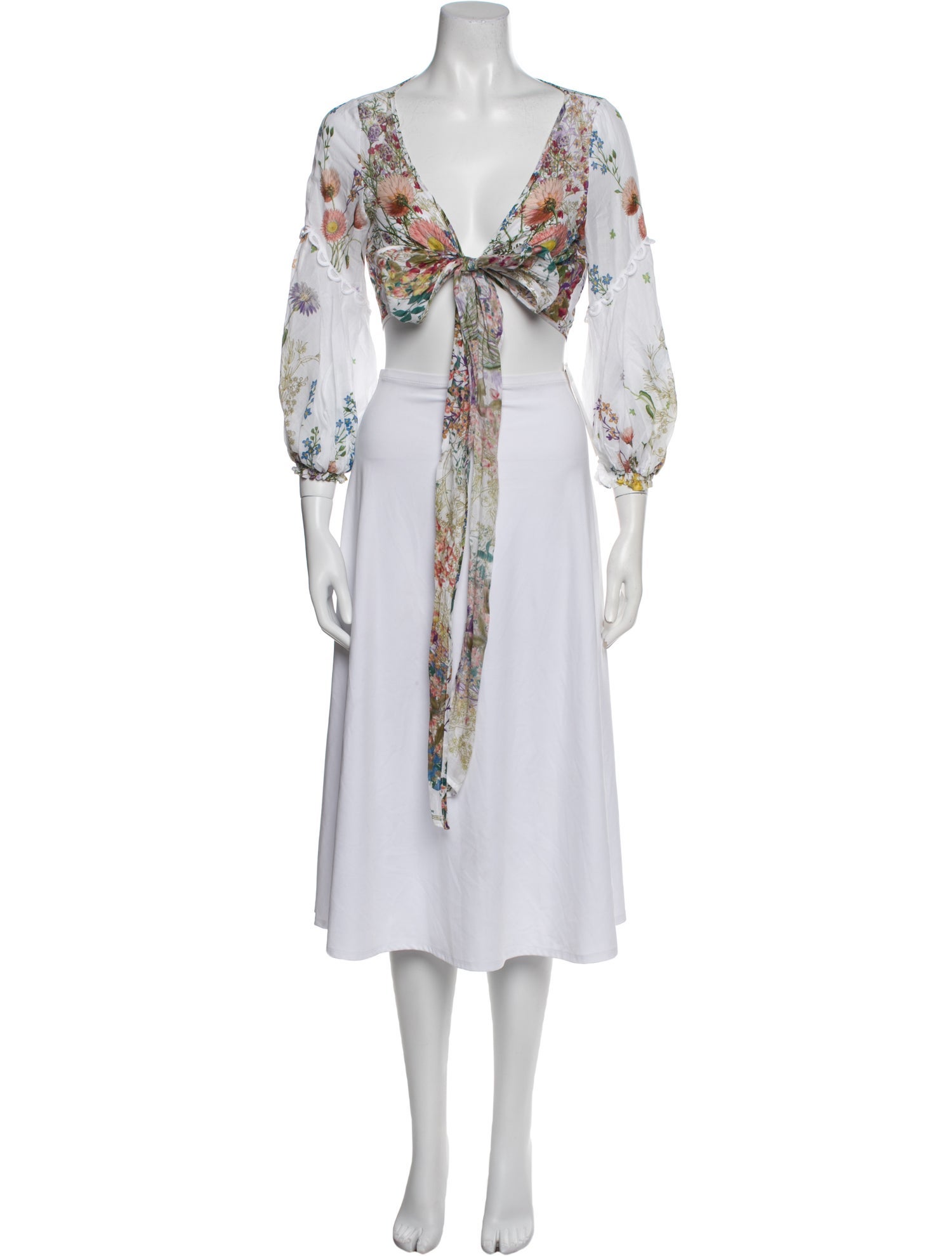 Charo Ruiz Floral Print V-Neck Crop Top