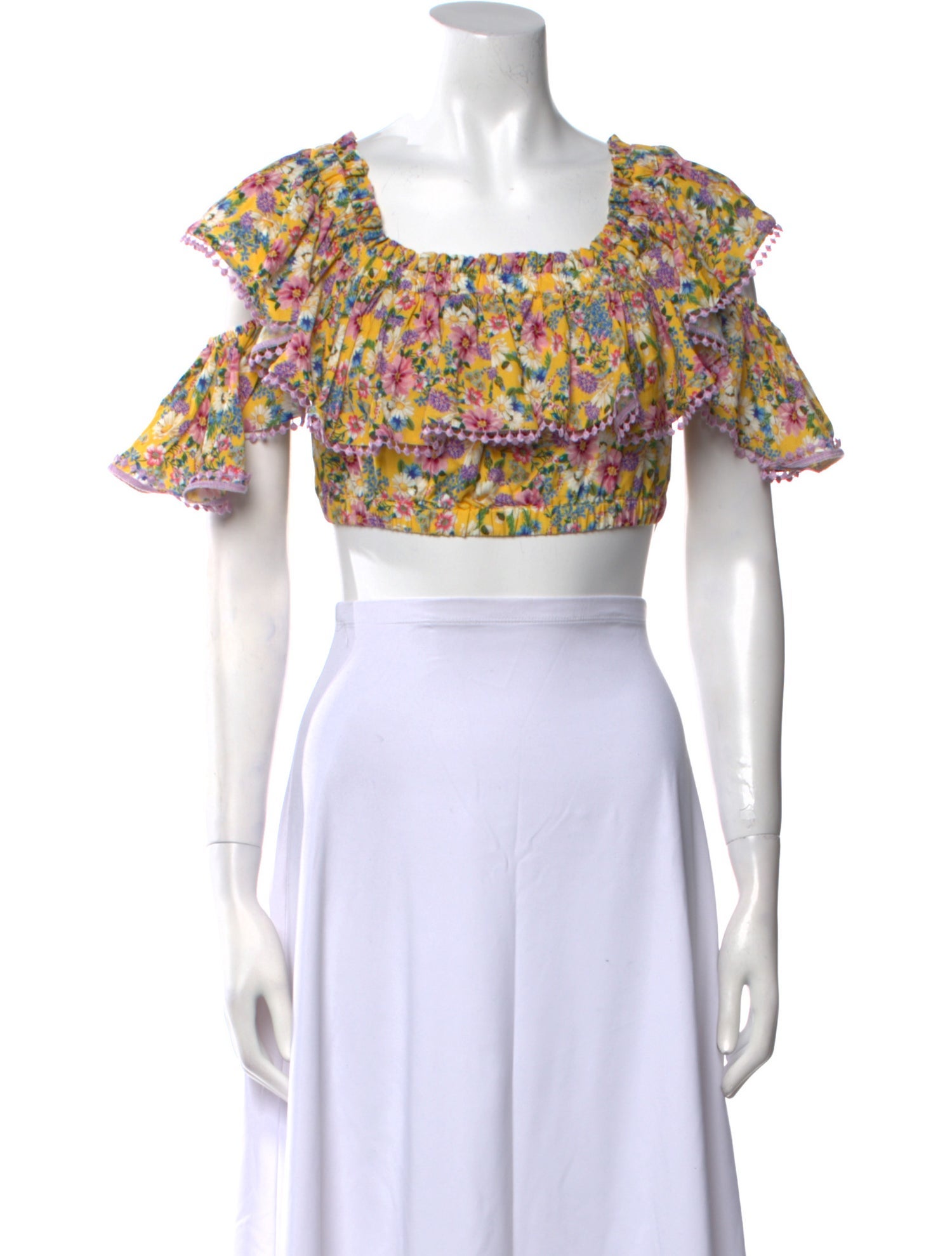 Charo Ruiz Floral Print Square Neckline Crop Top