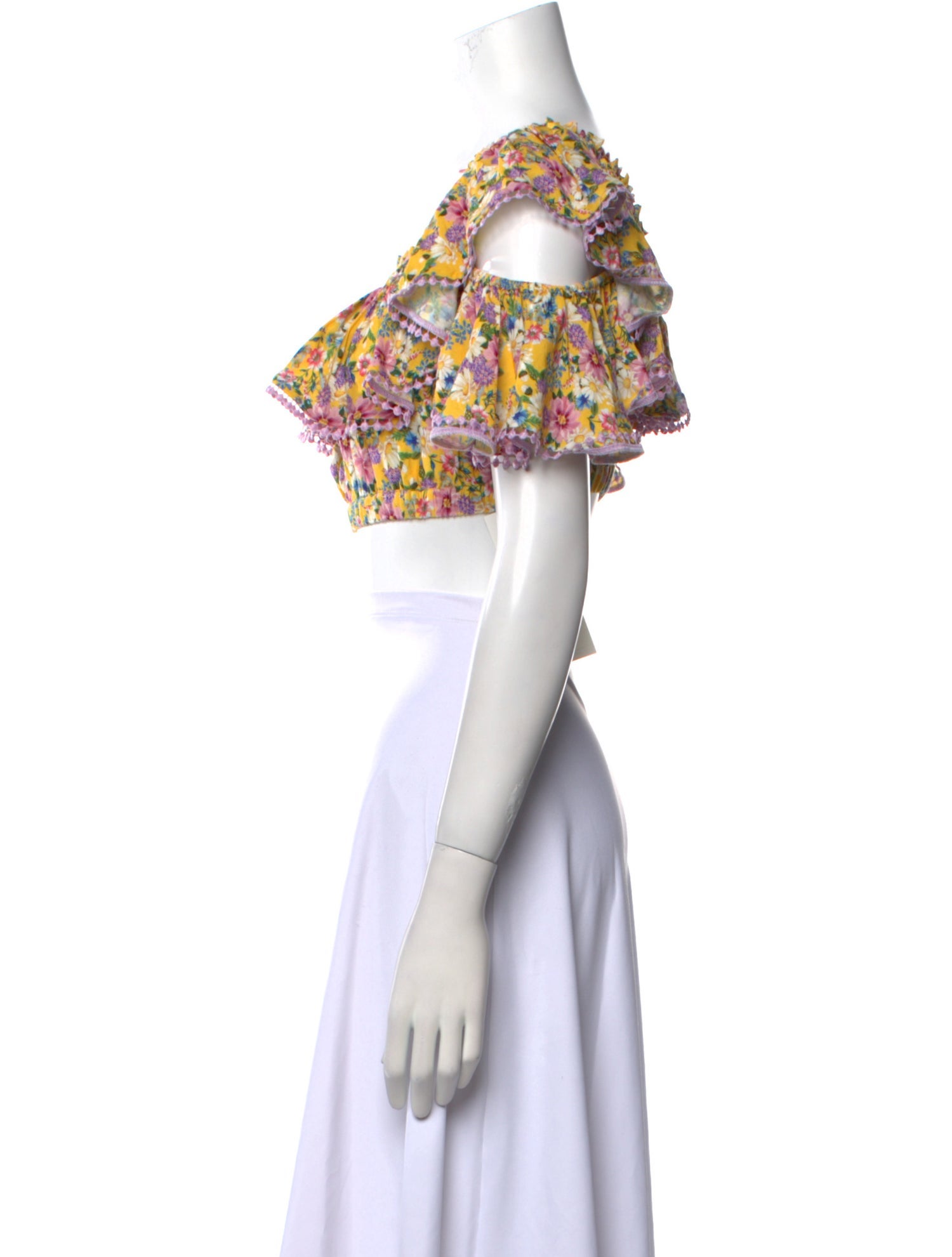 Charo Ruiz Floral Print Square Neckline Crop Top