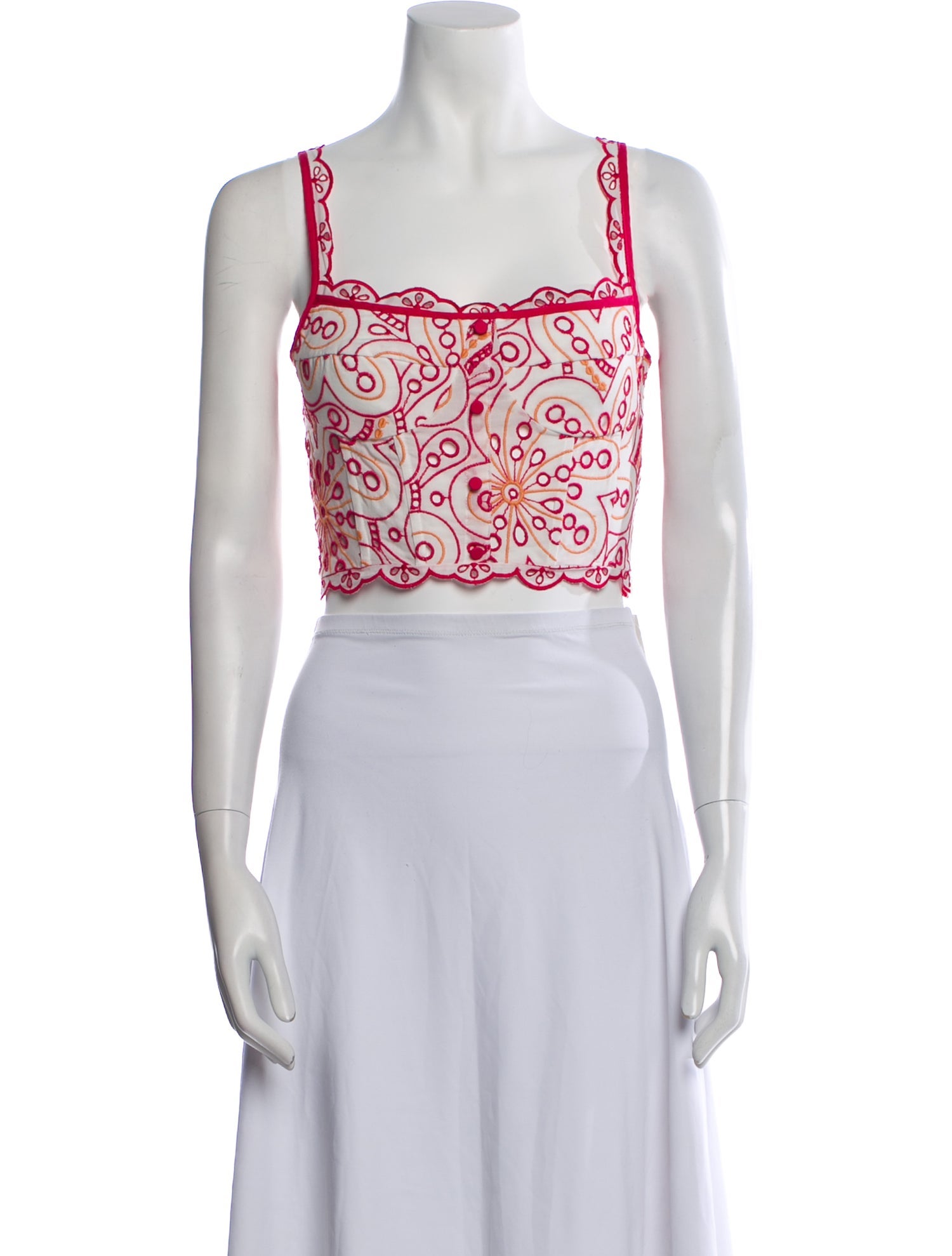Charo Ruiz Paisley Print Square Neckline Crop Top