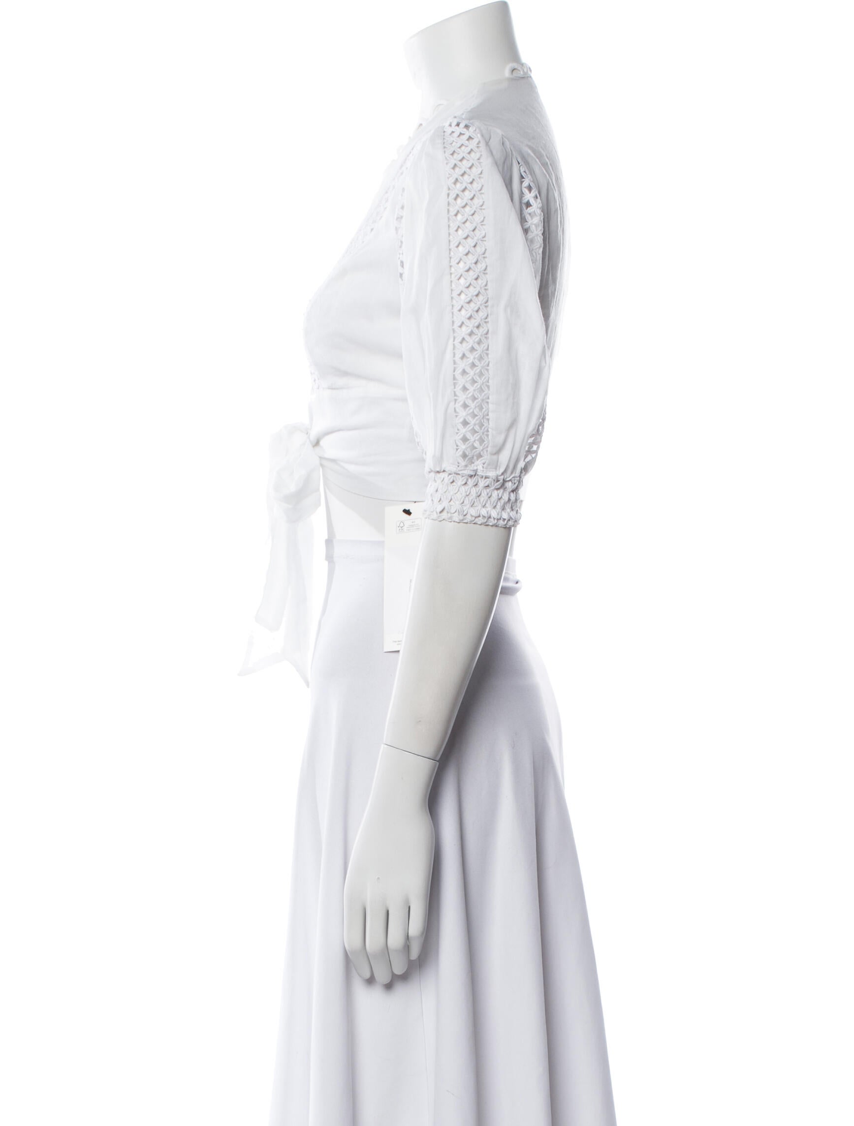 Charo Ruiz V-Neck Three-Quarter Sleeve Crop Top