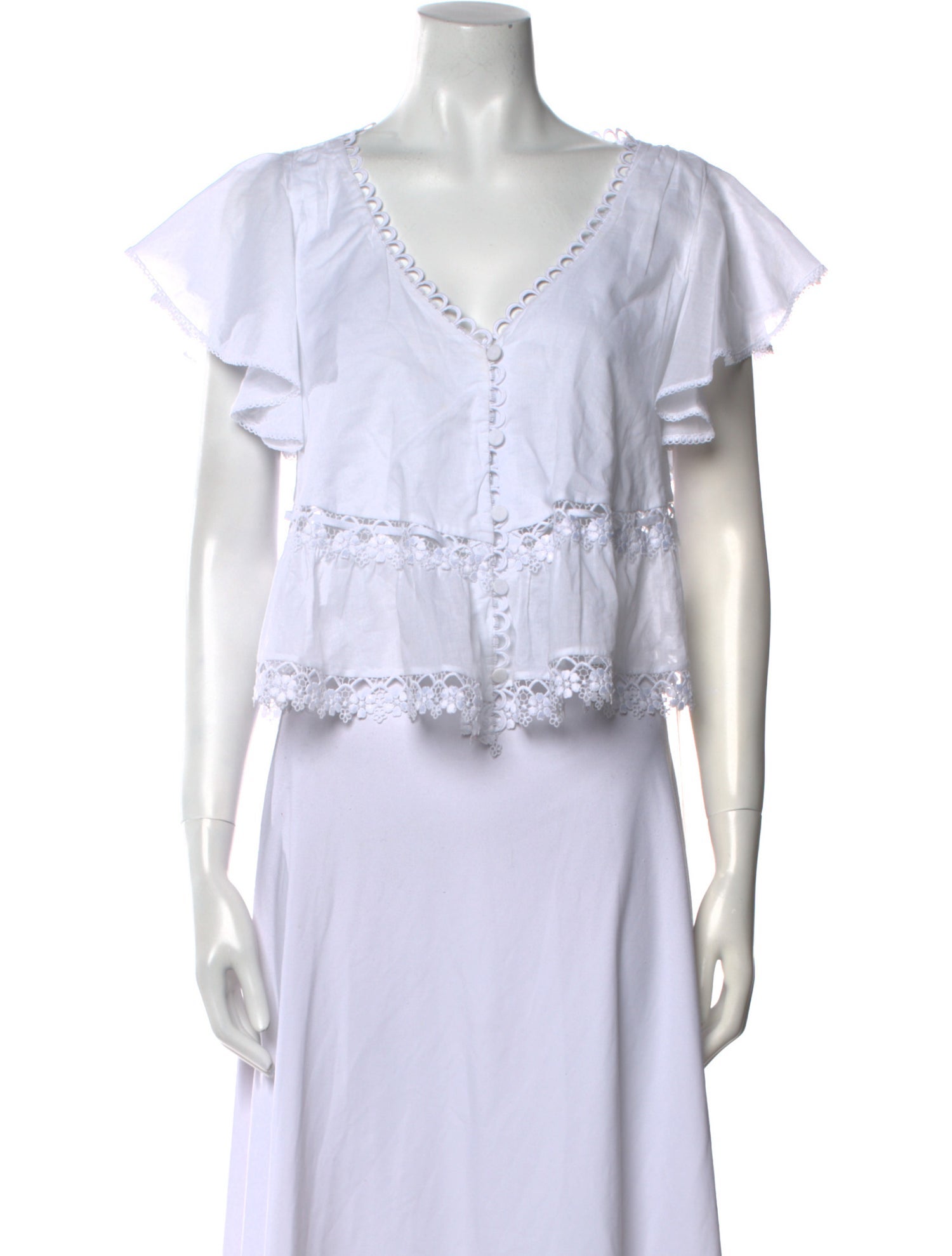 Charo Ruiz V-Neck Short Sleeve Crop Top