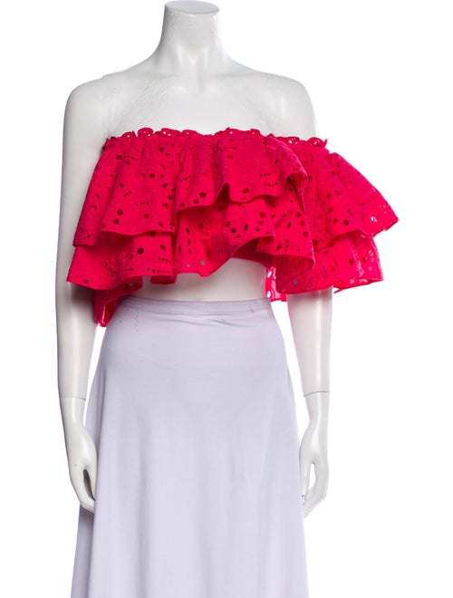 Charo Ruiz Lace Pattern Off-The-Shoulder Crop Top
