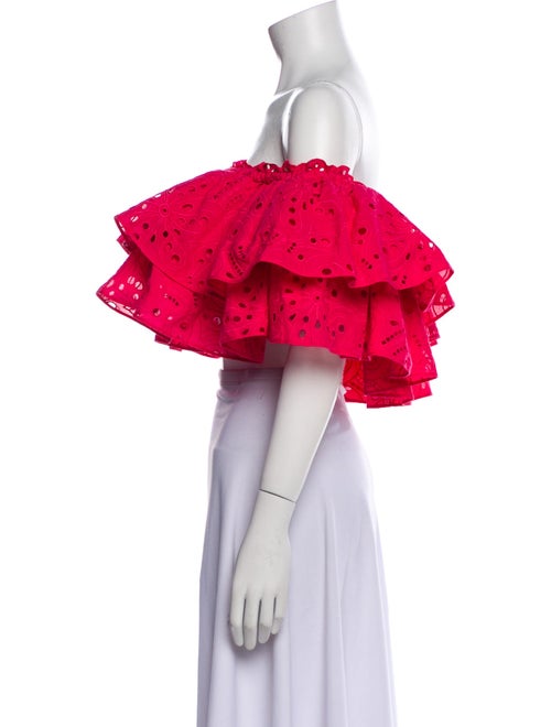 Charo Ruiz Lace Pattern Off-The-Shoulder Crop Top