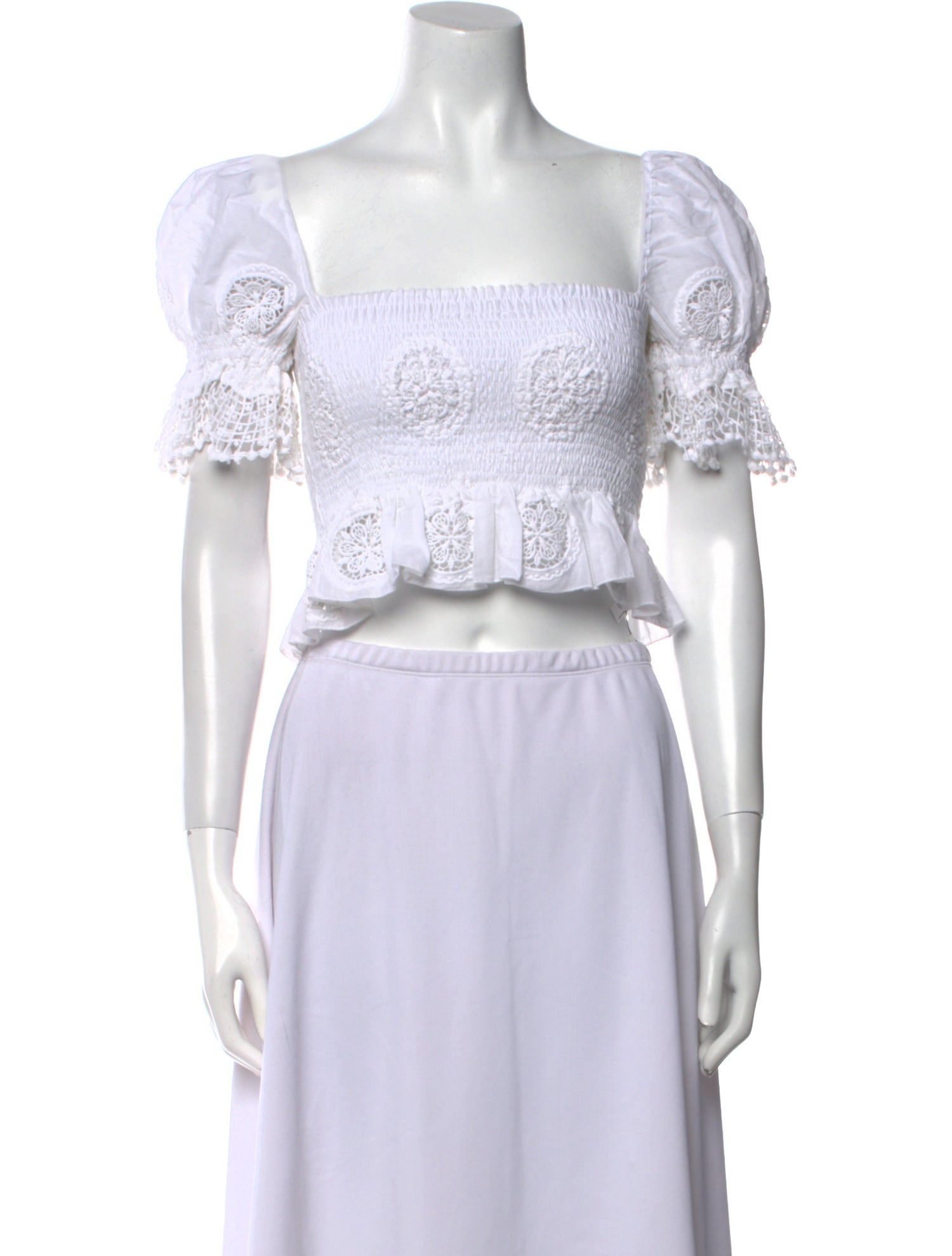 Charo Ruiz Square Neckline Short Sleeve Crop Top