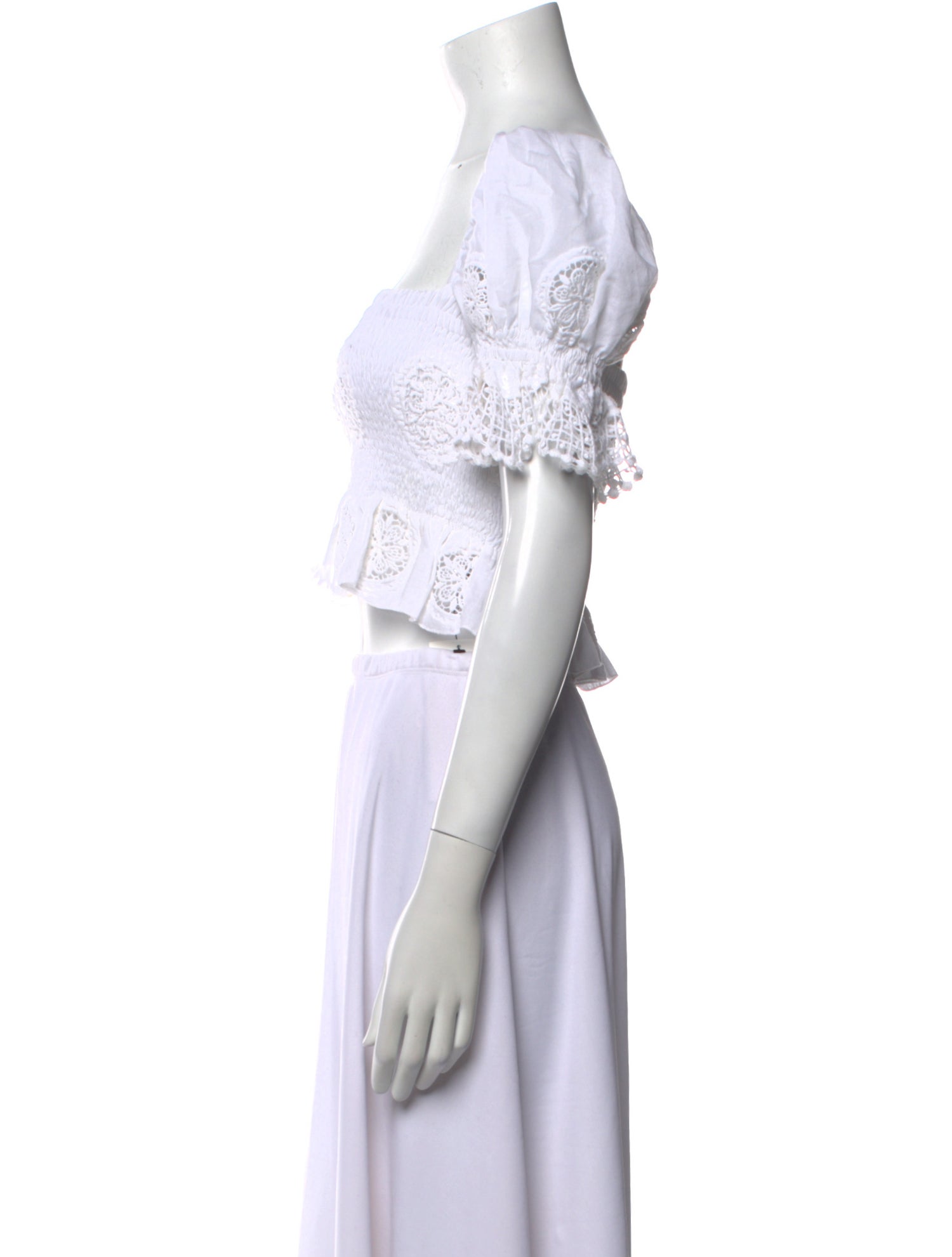 Charo Ruiz Square Neckline Short Sleeve Crop Top