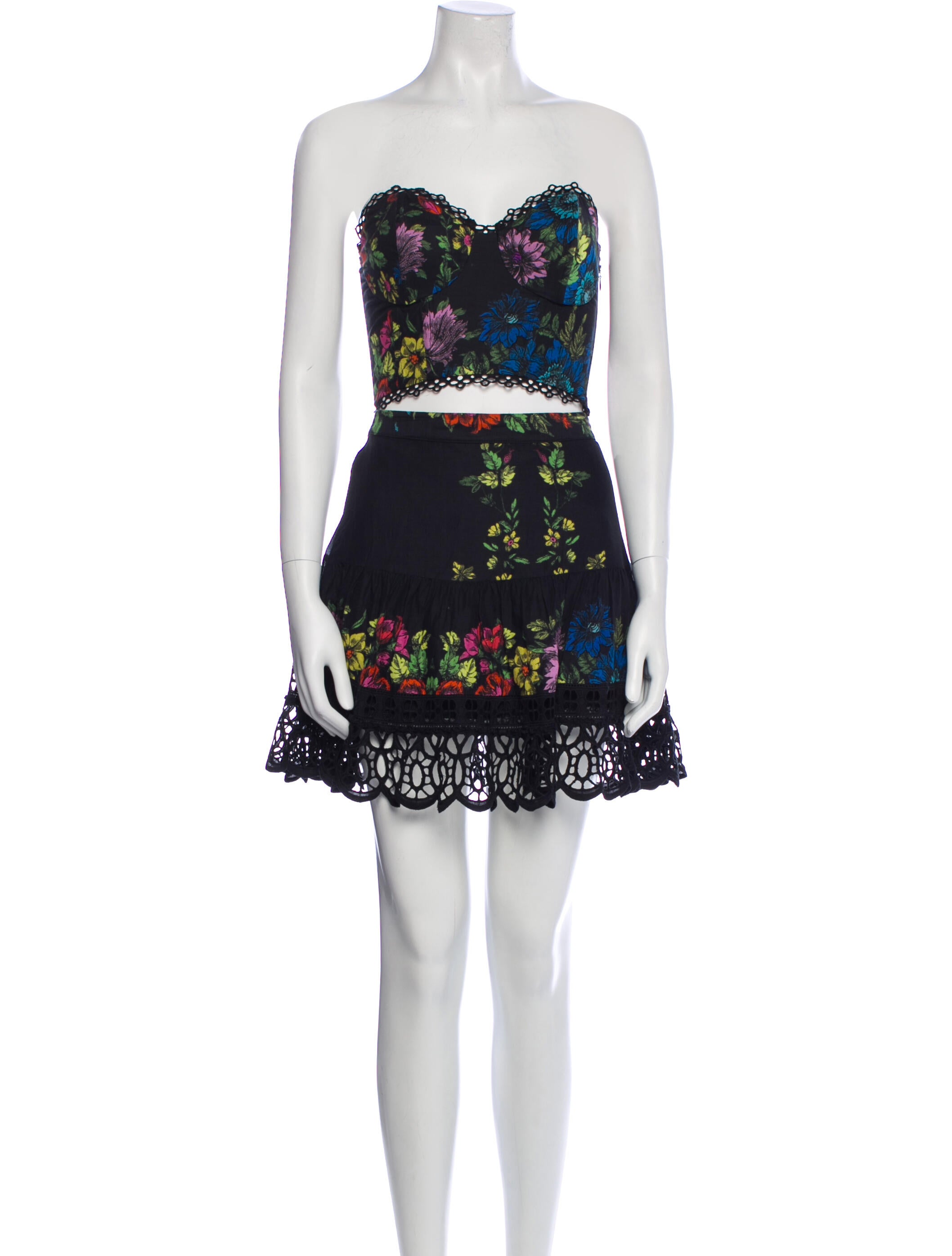 Charo Ruiz Printed Crochet Trim Skirt Set