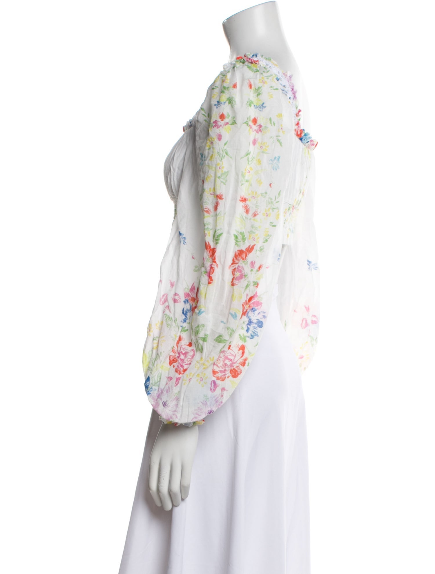 Charo Ruiz Floral Print Square Neckline Crop Top