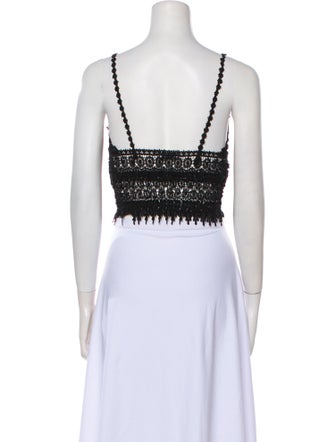Charo Ruiz Lace Pattern V-Neck Crop Top