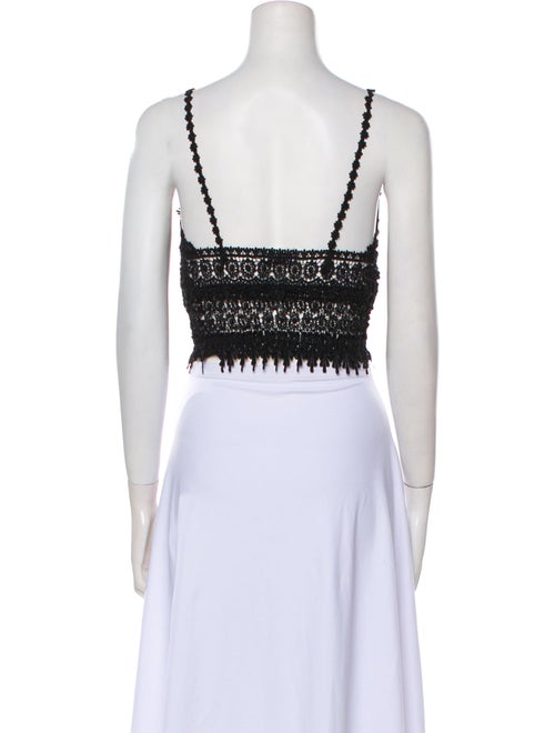 Charo Ruiz Lace Pattern V-Neck Crop Top