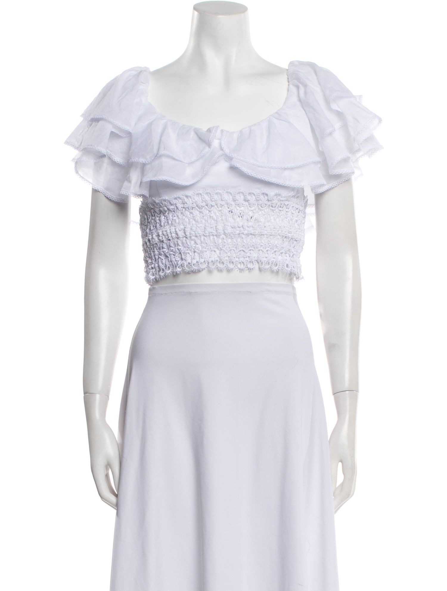 Charo Ruiz Square Neckline Short Sleeve Crop Top w/ Tags