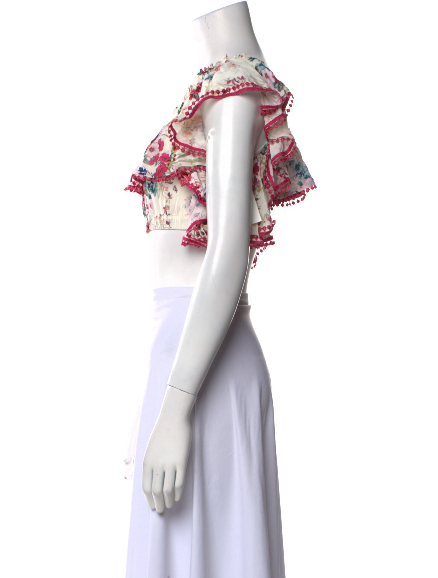 Charo Ruiz Floral Print Square Neckline Crop Top