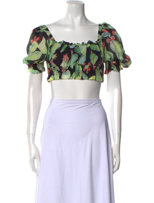 Charo Ruiz Floral Print Square Neckline Crop Top