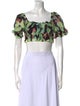Charo Ruiz Floral Print Square Neckline Crop Top