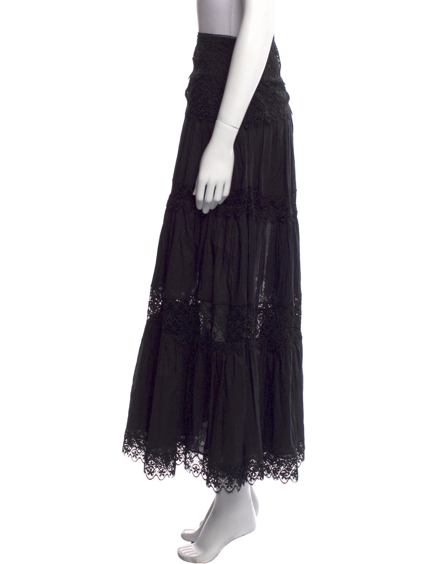 Charo Ruiz Crochet Trim Midi Length Skirt