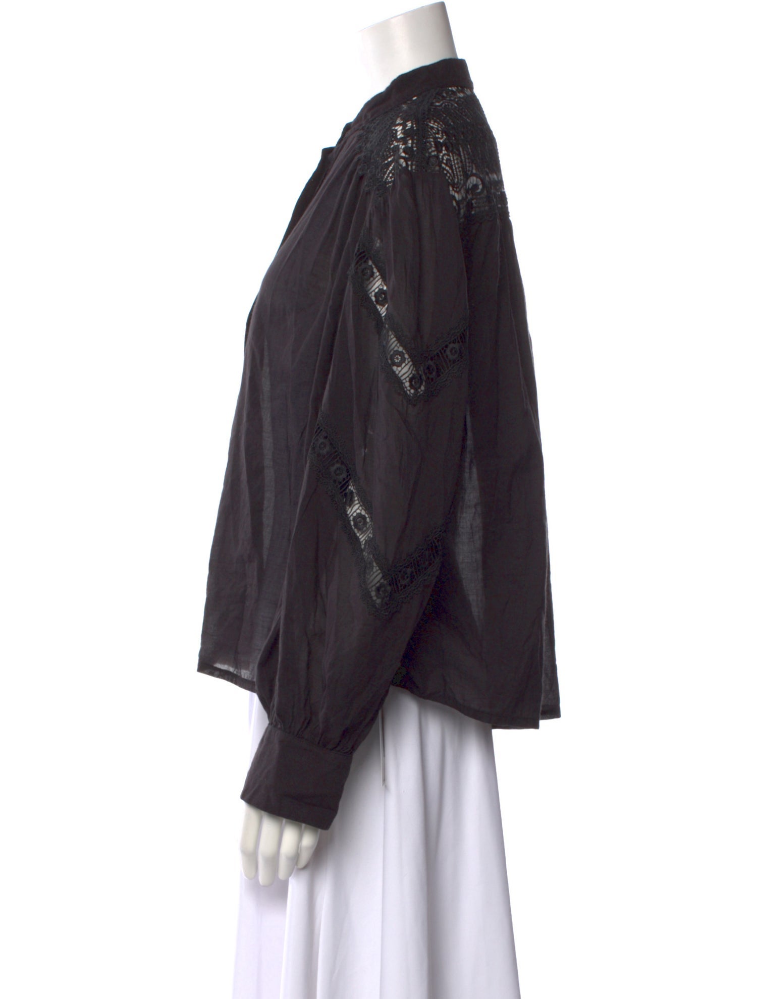 Charo Ruiz Mock Neck Long Sleeve Button-Up Top