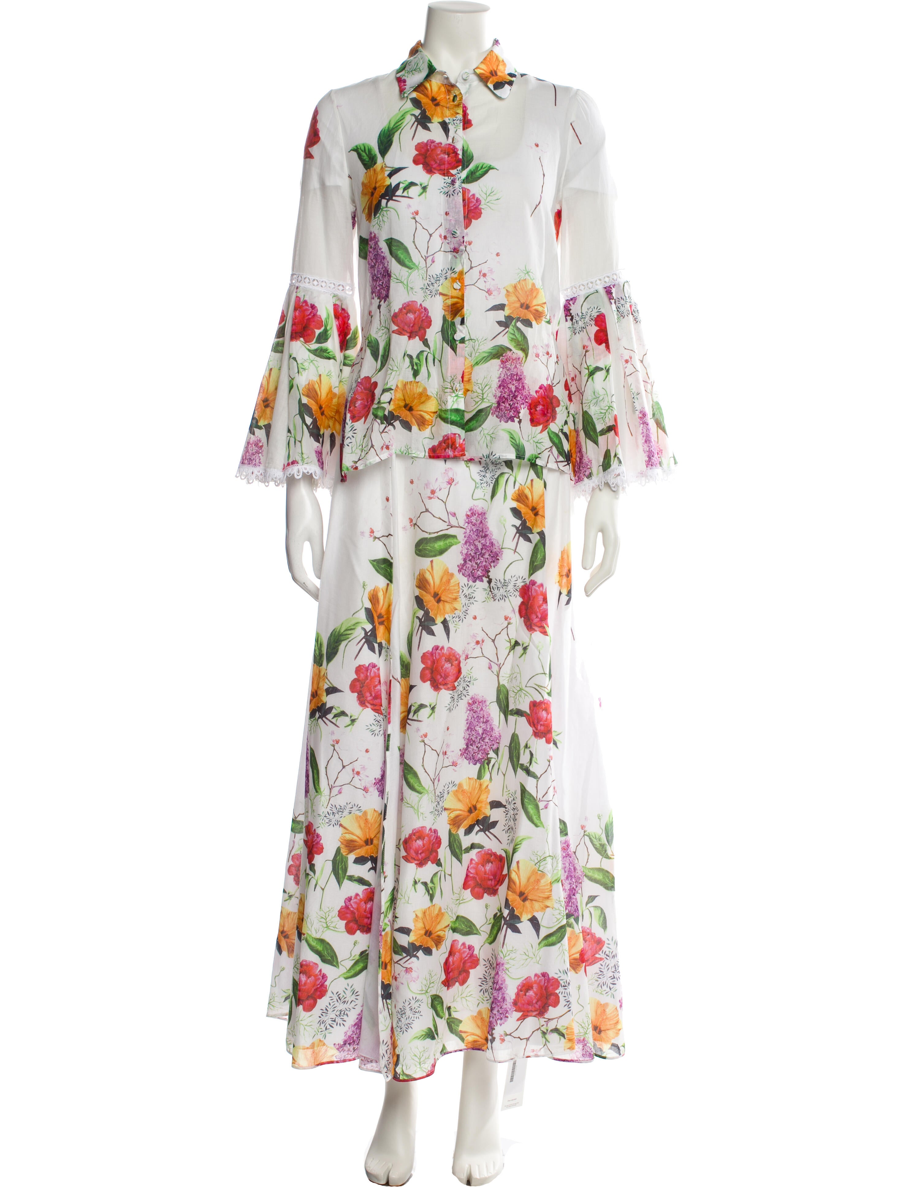 Charo Ruiz Floral Print Lace Trim Embellishment Skirt Set