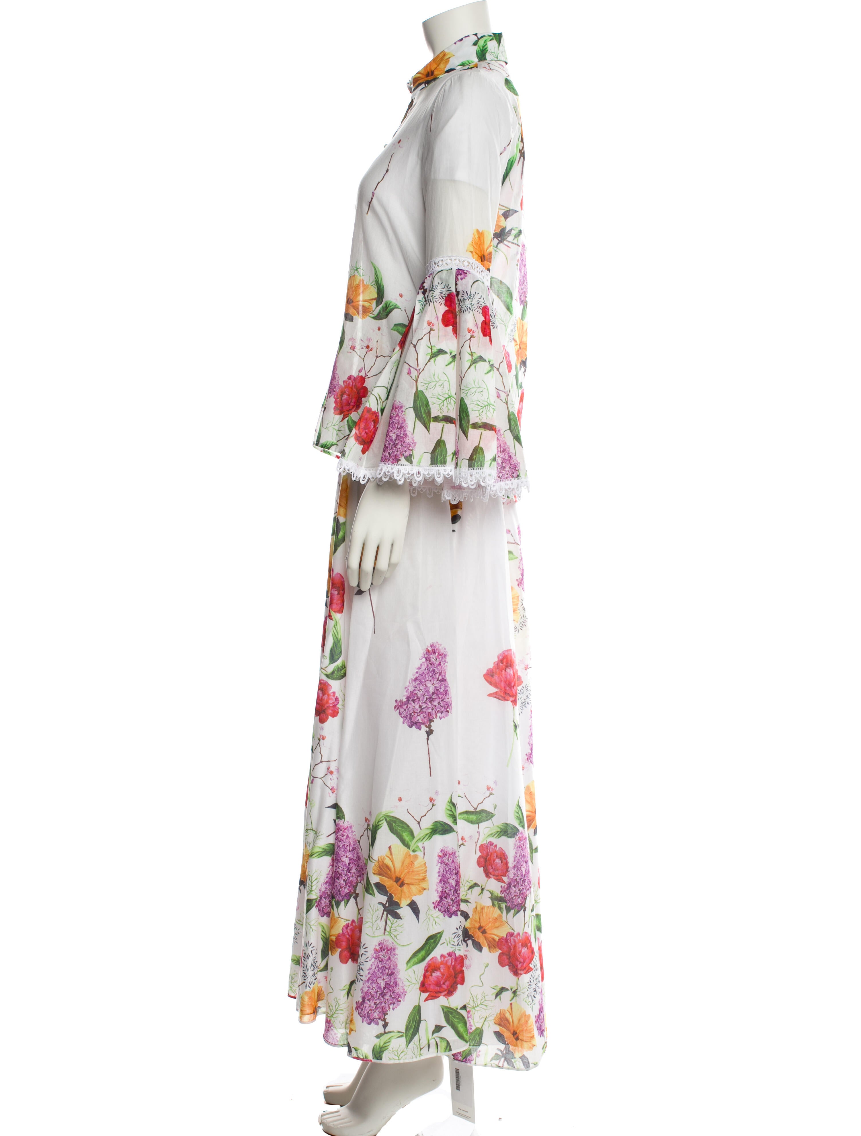 Charo Ruiz Floral Print Lace Trim Embellishment Skirt Set