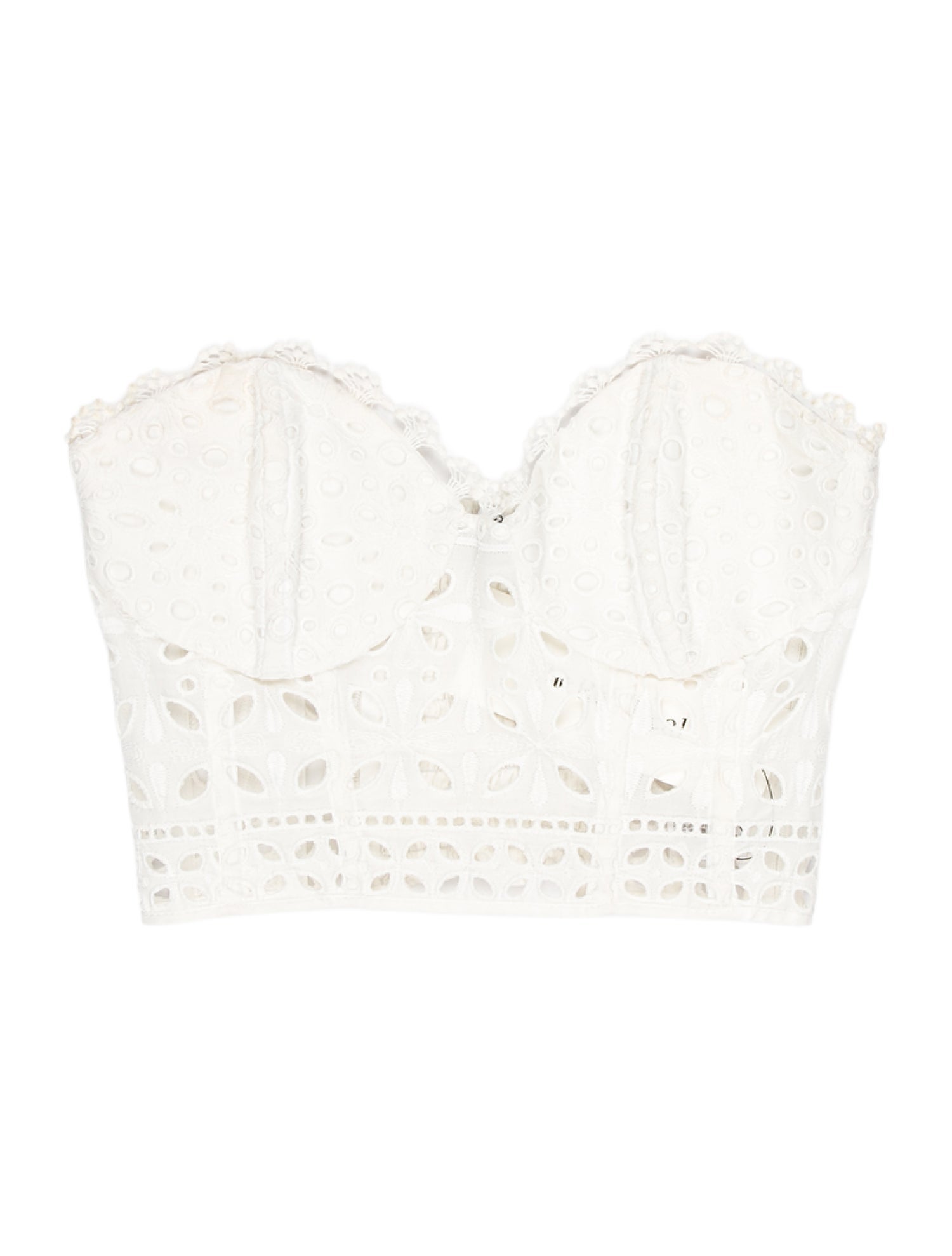 Charo Ruiz Lace Pattern Strapless Crop Top