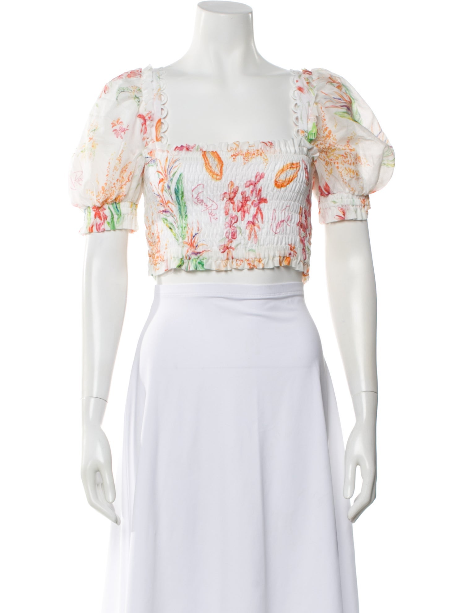 Charo Ruiz Floral Print Square Neckline Crop Top