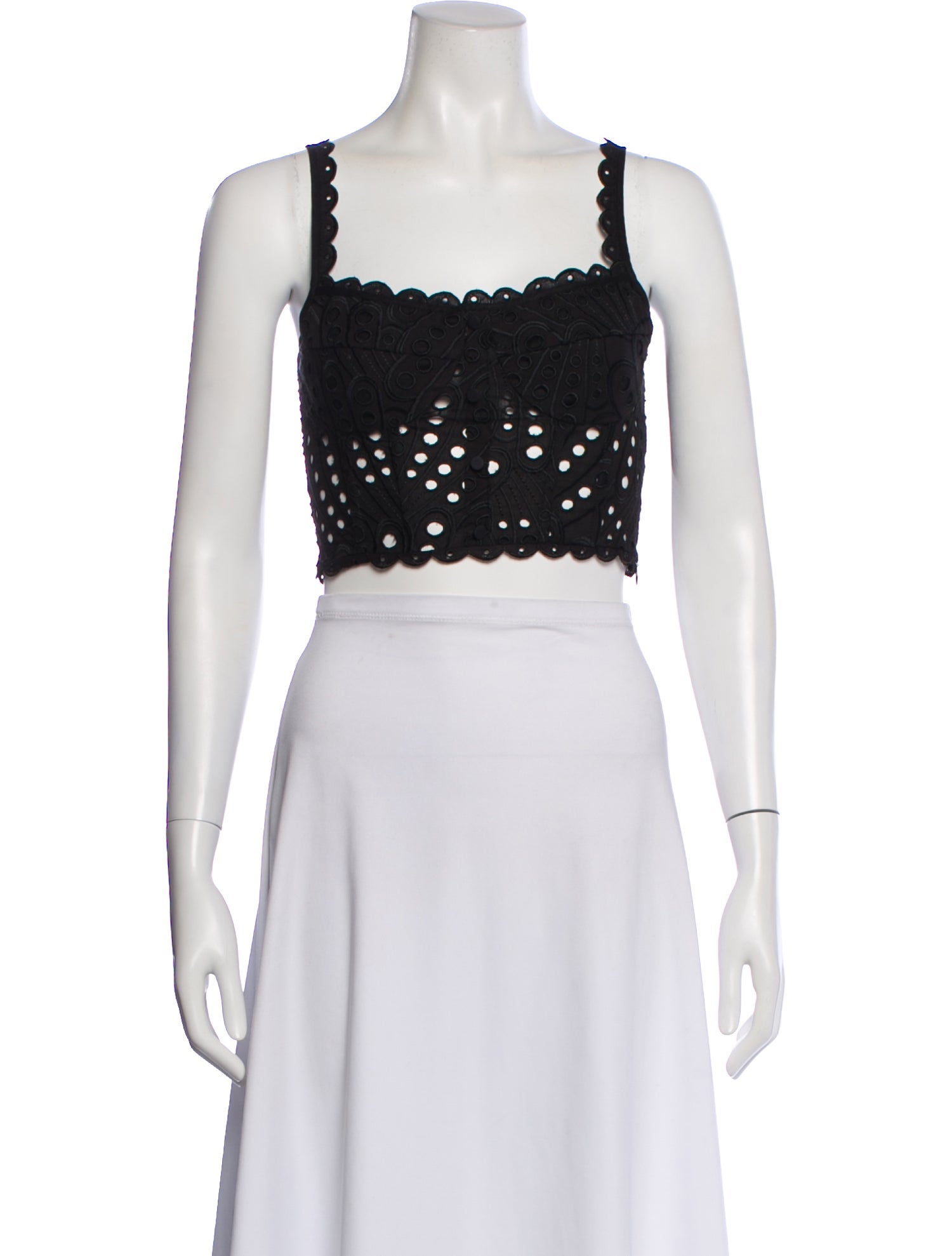 Charo Ruiz Lace Pattern Square Neckline Crop Top
