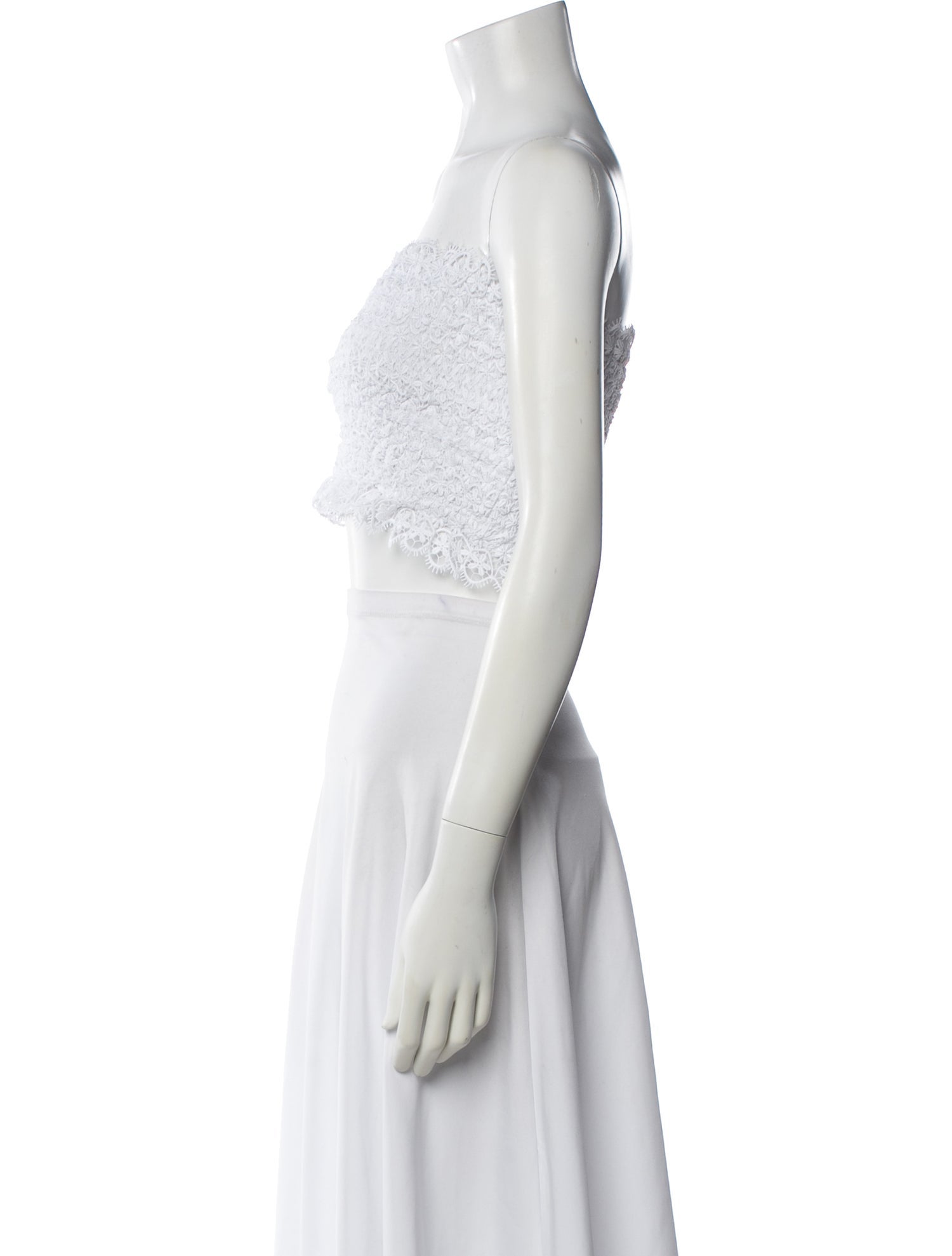 Charo Ruiz Lace Pattern Strapless Crop Top