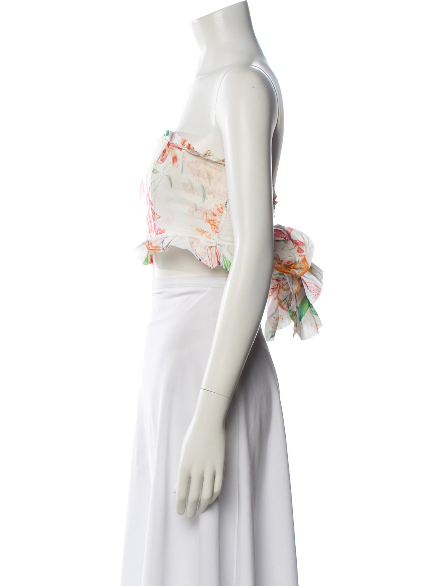 Charo Ruiz Floral Print Strapless Crop Top