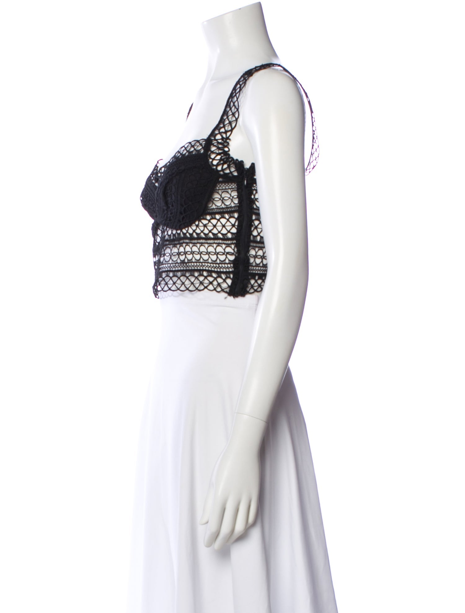 Charo Ruiz Lace Pattern Scoop Neck Crop Top