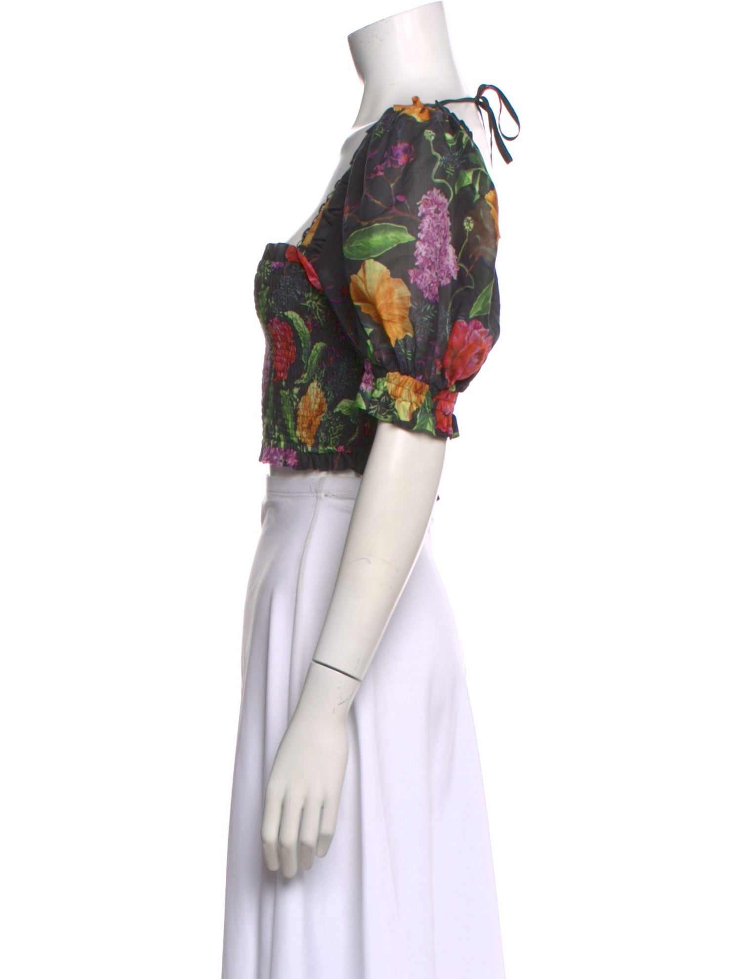 Charo Ruiz Floral Print Square Neckline Crop Top