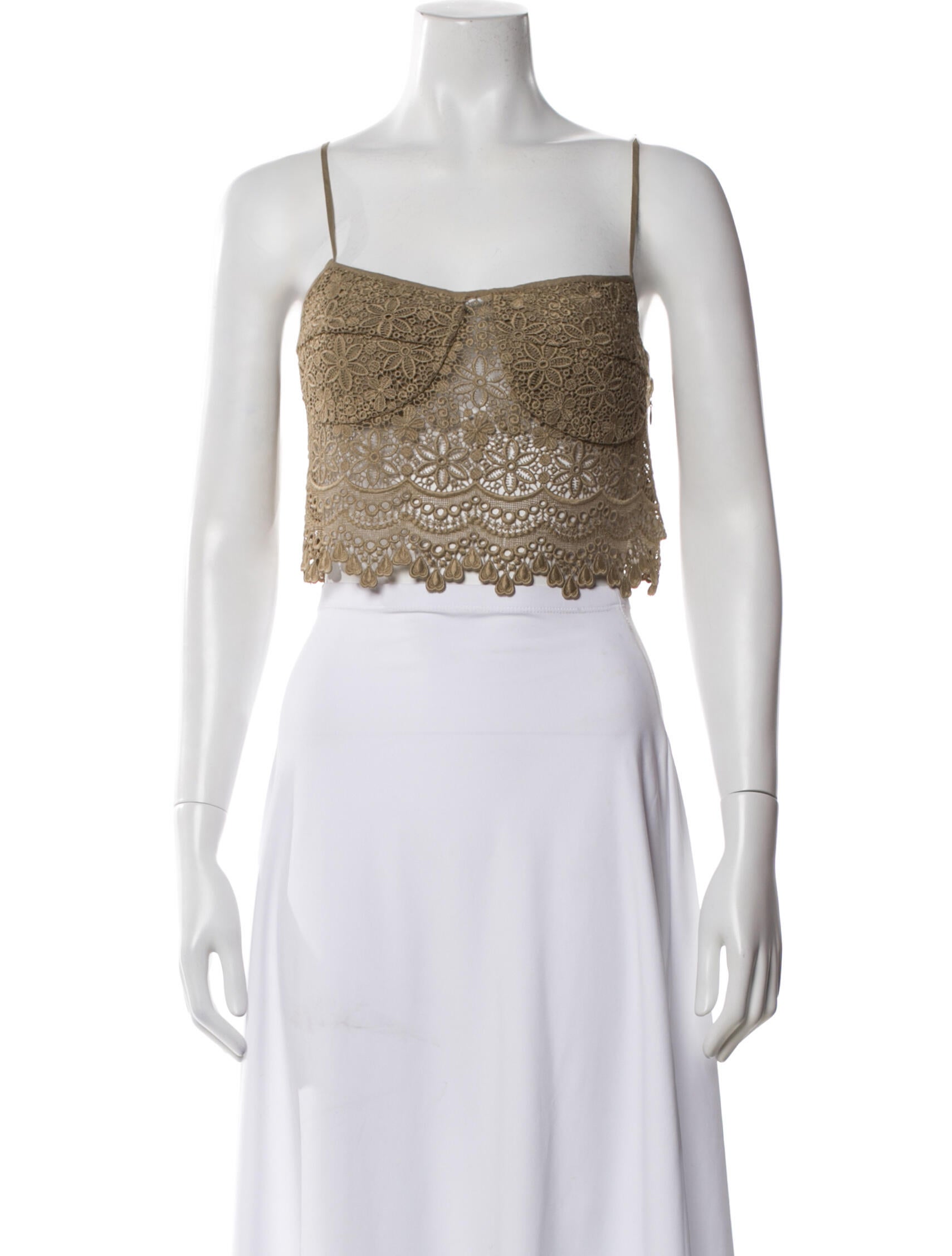 Charo Ruiz Lace Pattern Square Neckline Crop Top w/ Tags