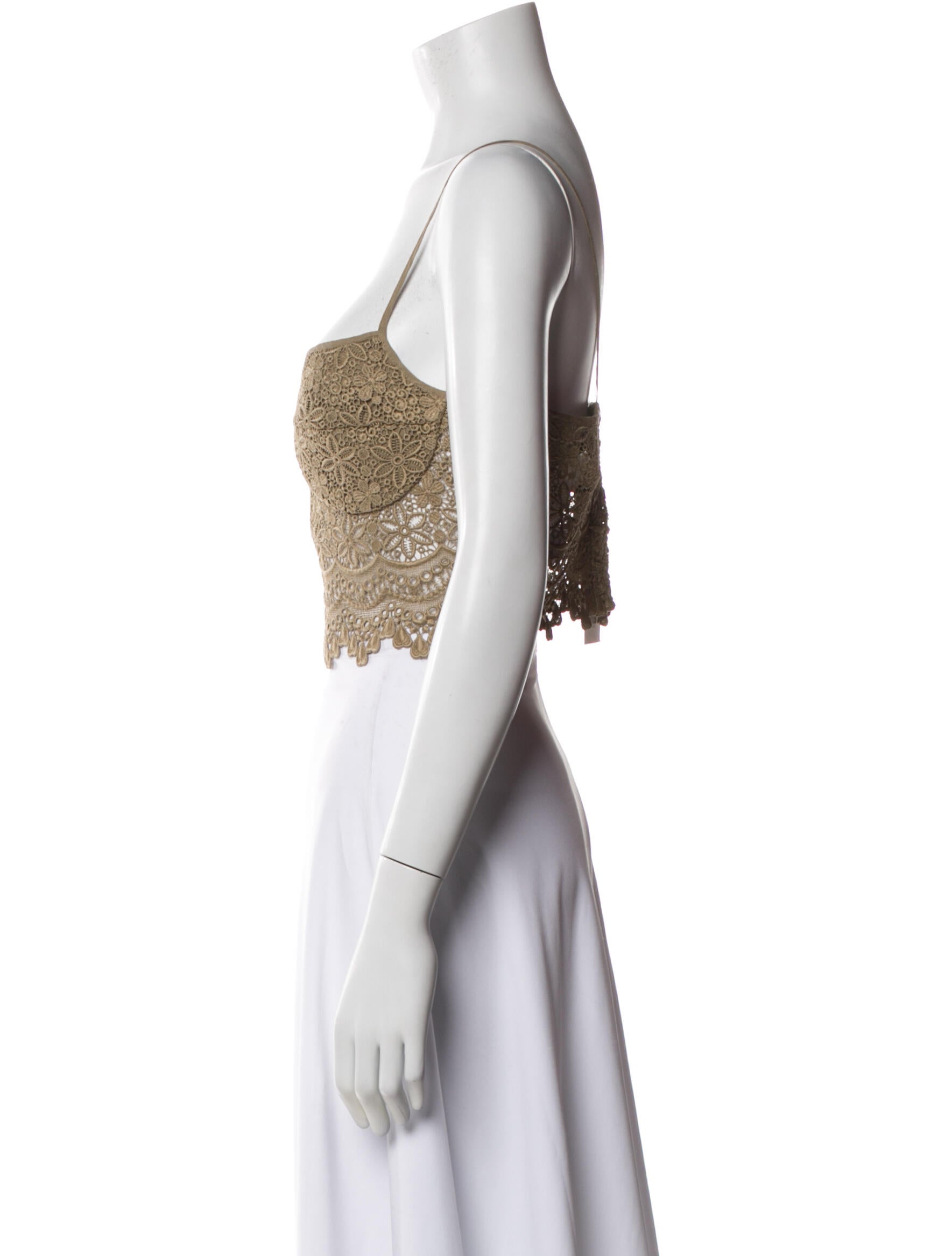 Charo Ruiz Lace Pattern Square Neckline Crop Top w/ Tags