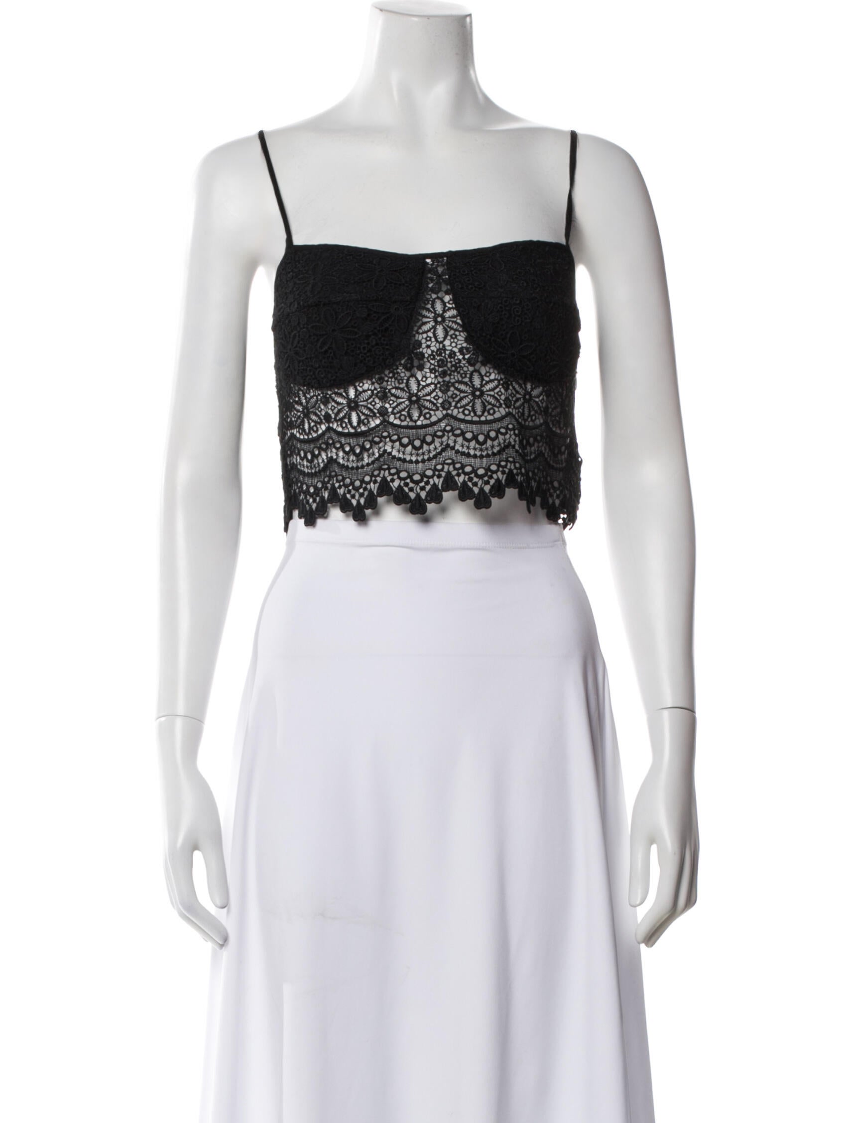 Charo Ruiz Lace Pattern Square Neckline Crop Top w/ Tags