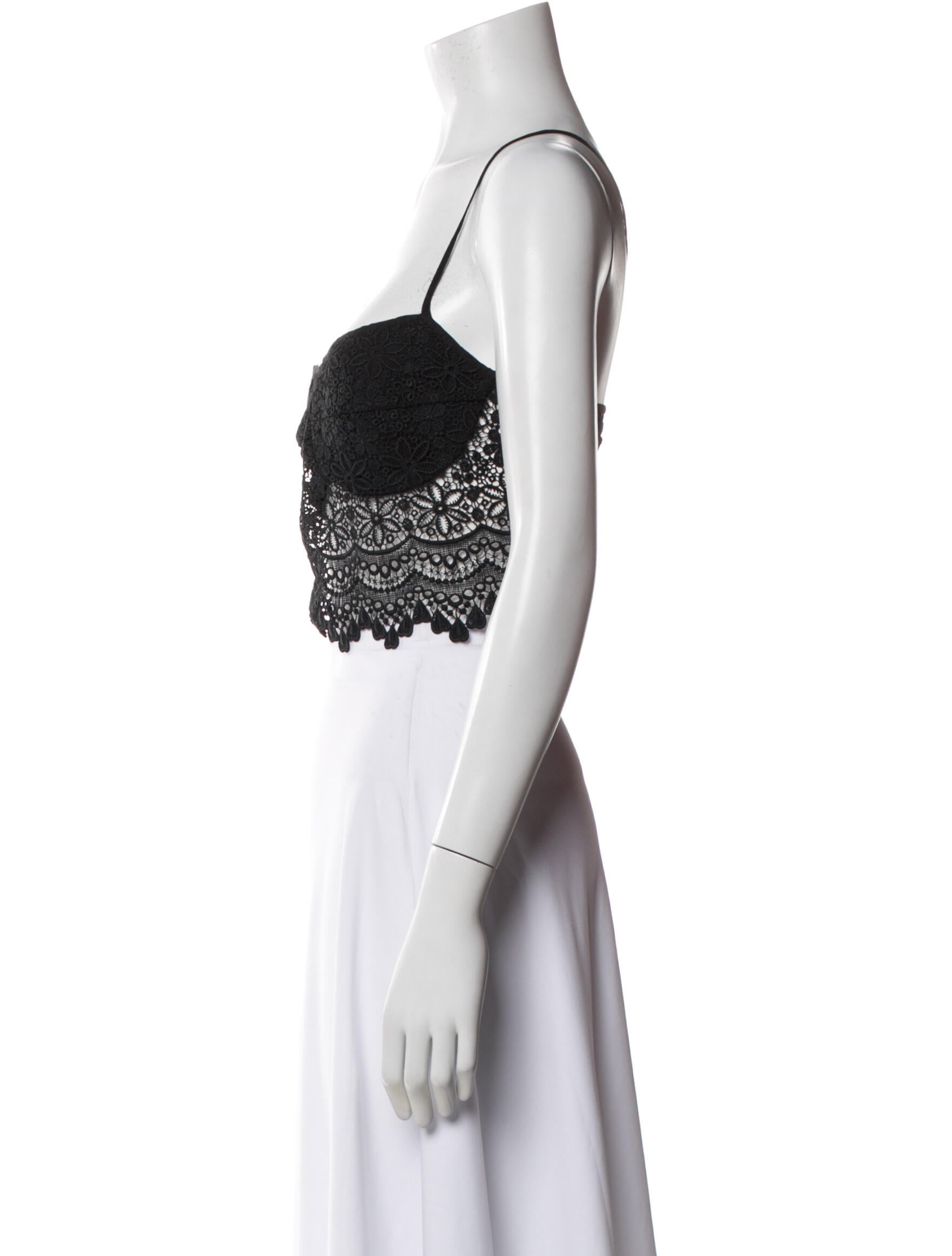 Charo Ruiz Lace Pattern Square Neckline Crop Top w/ Tags