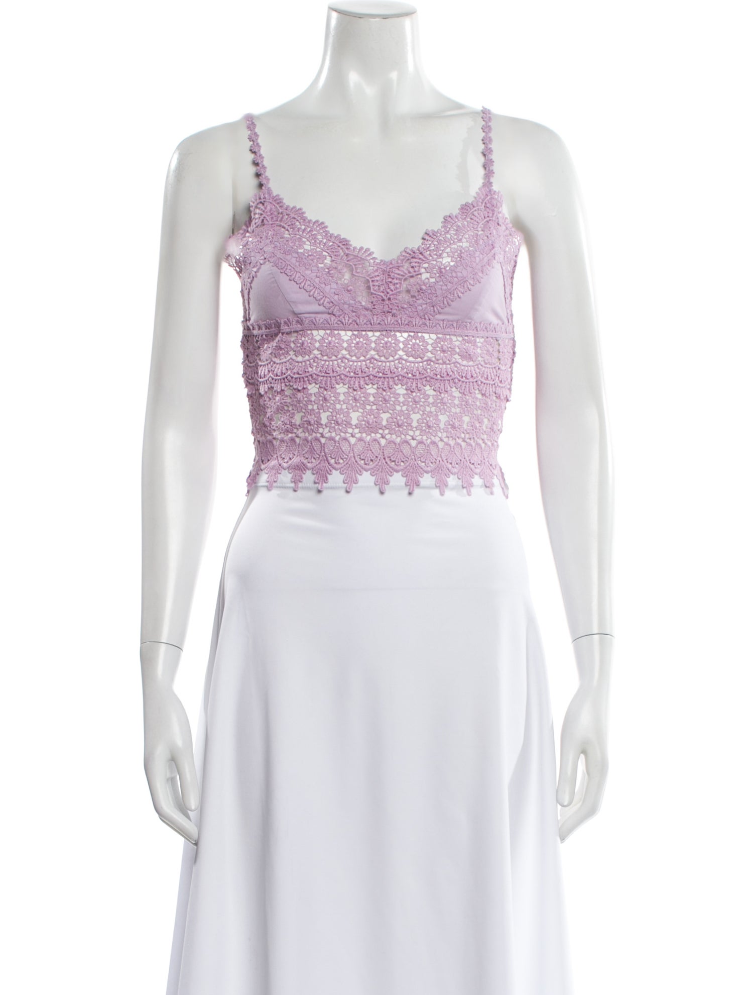 Charo Ruiz Lace Pattern V-Neck Crop Top