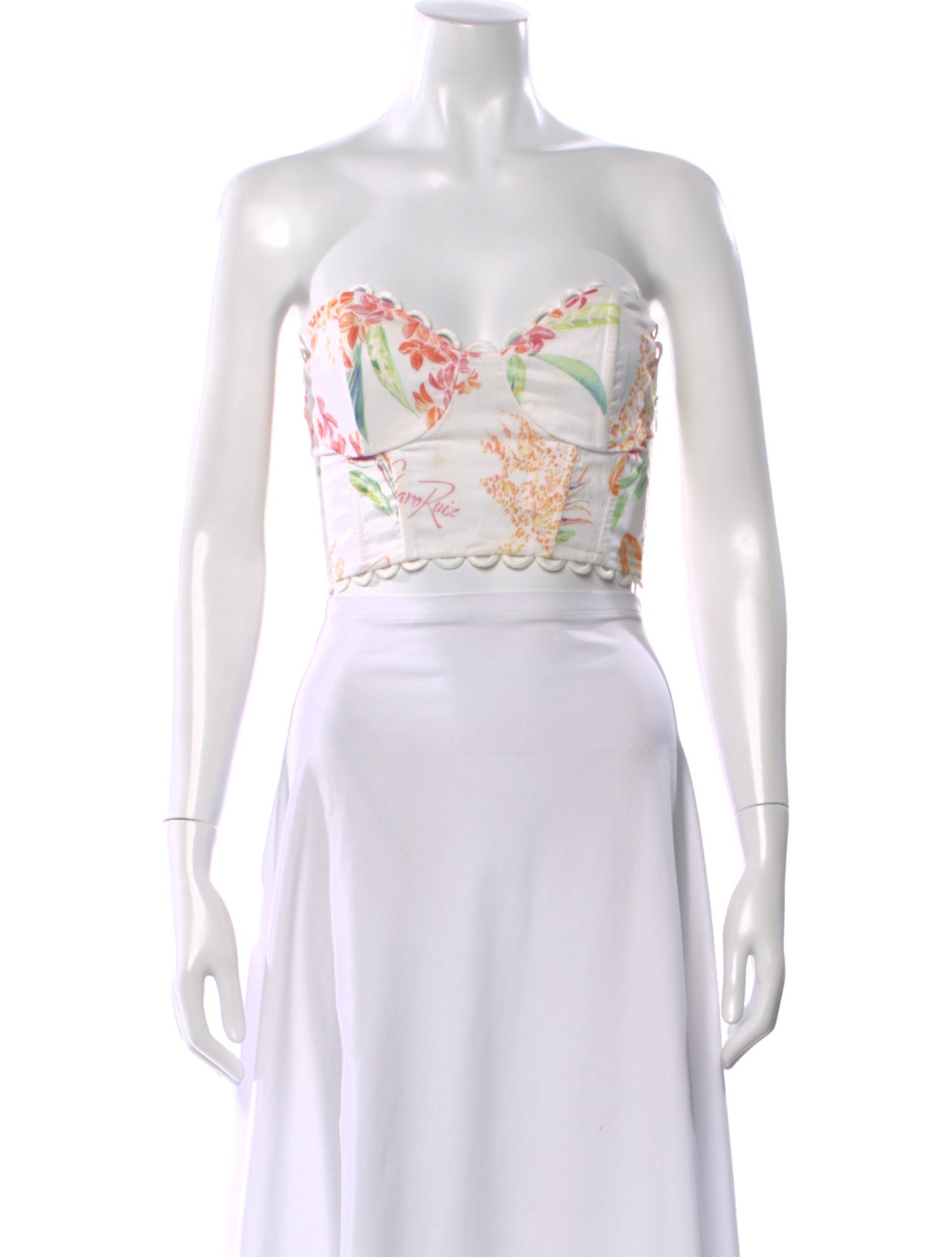 Charo Ruiz Floral Print Strapless Crop Top