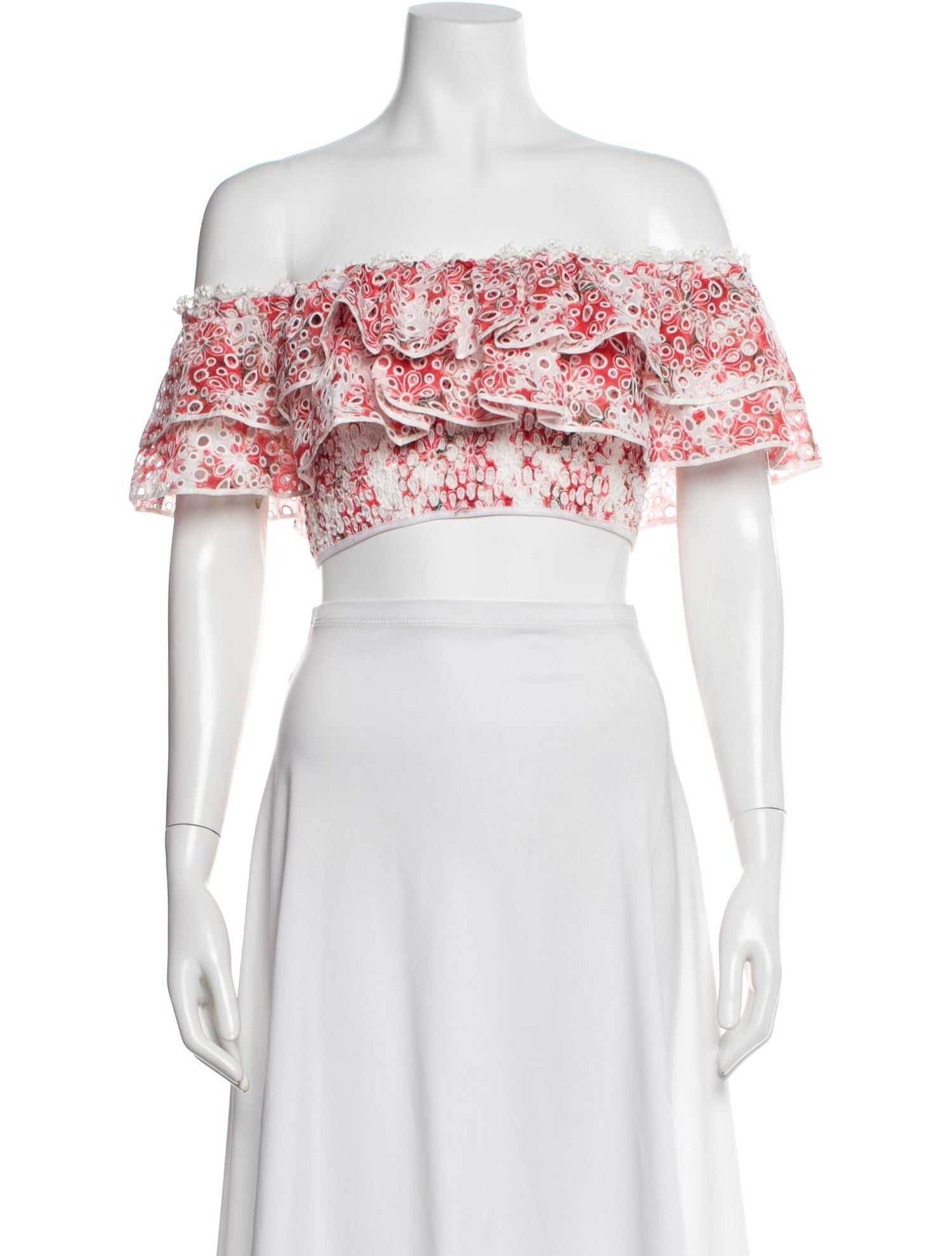 Charo Ruiz Floral Print Off-The-Shoulder Crop Top