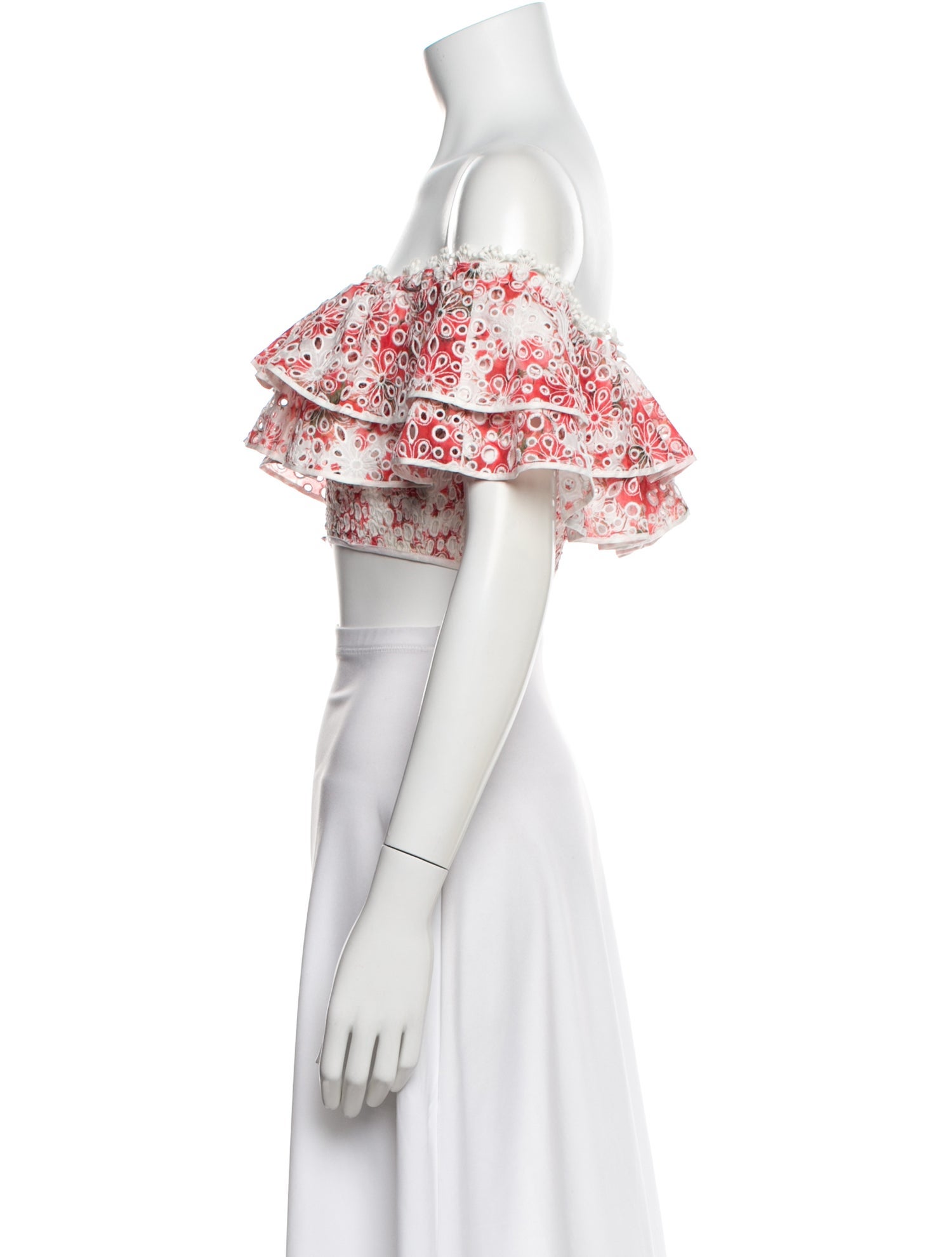 Charo Ruiz Floral Print Off-The-Shoulder Crop Top