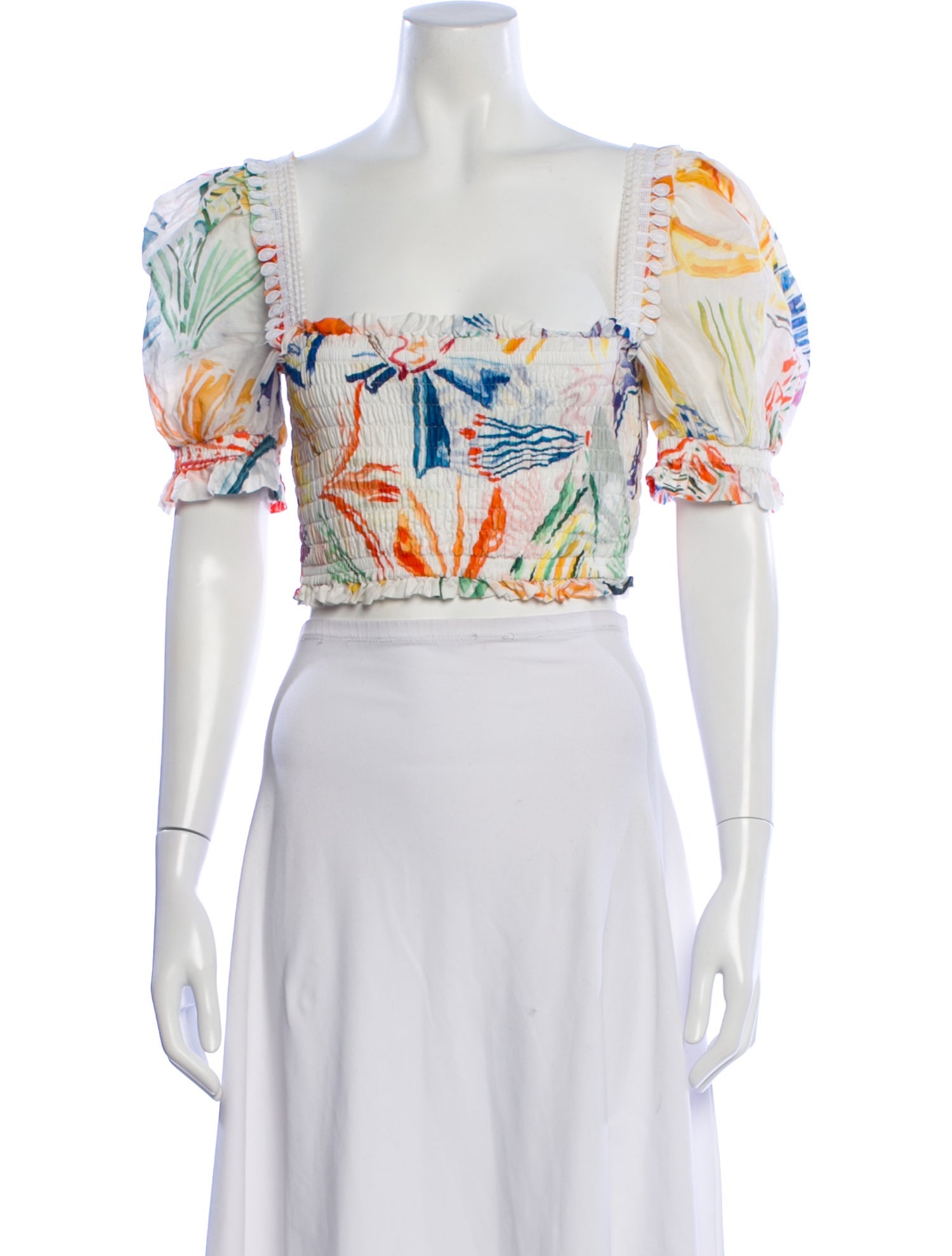 Charo Ruiz Floral Print Square Neckline Crop Top