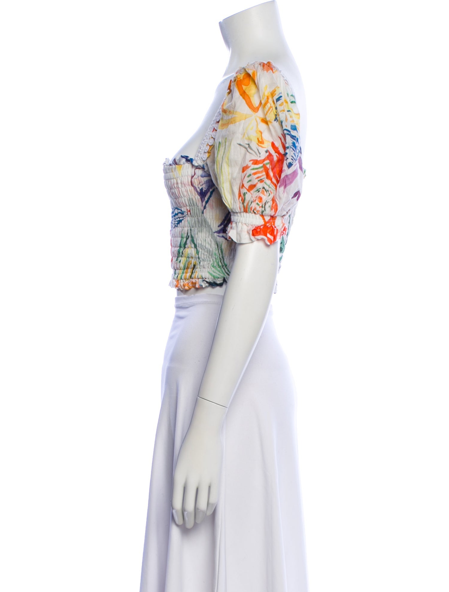 Charo Ruiz Floral Print Square Neckline Crop Top