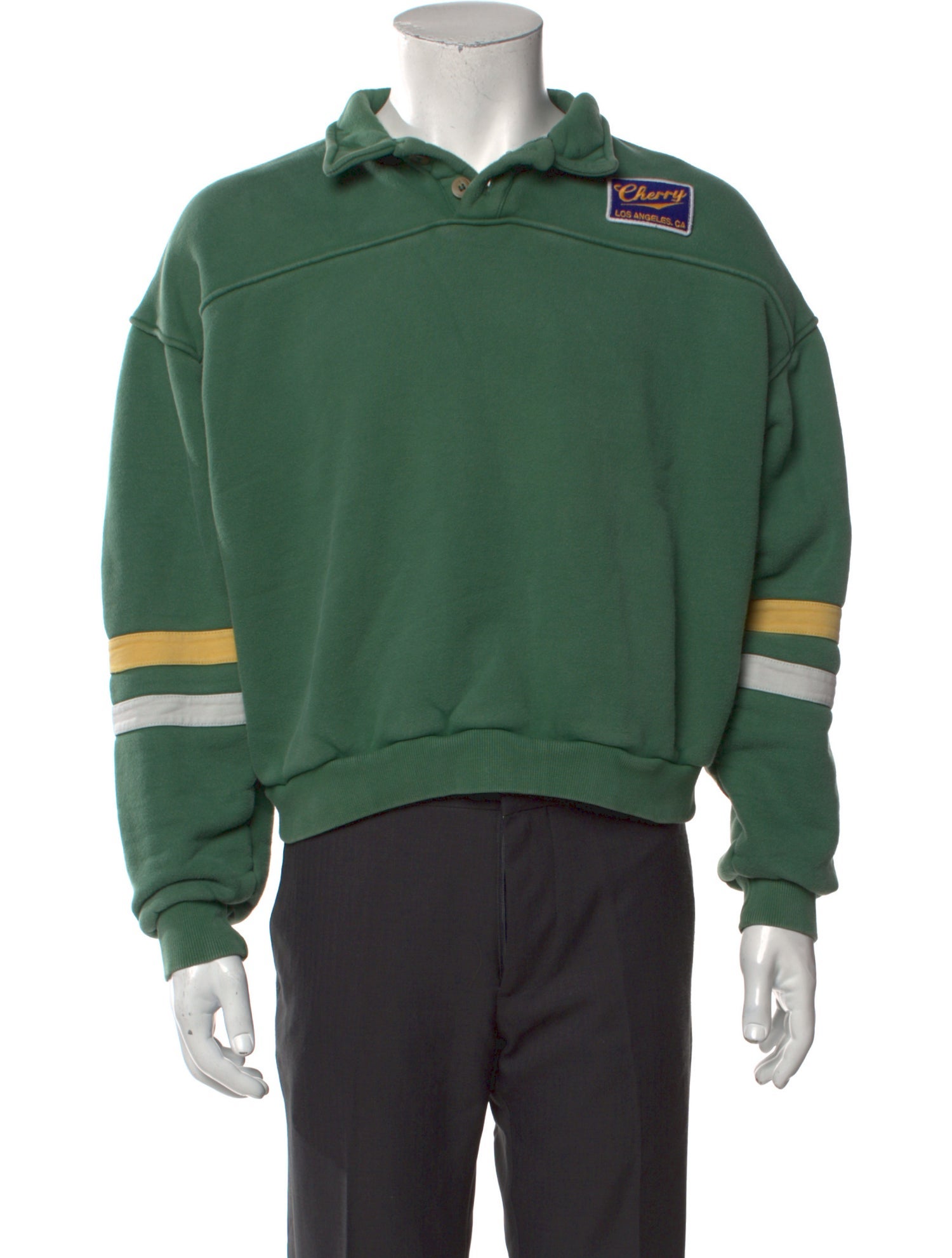 Cherry Los Angeles Graphic Print Collar Polo Sweater