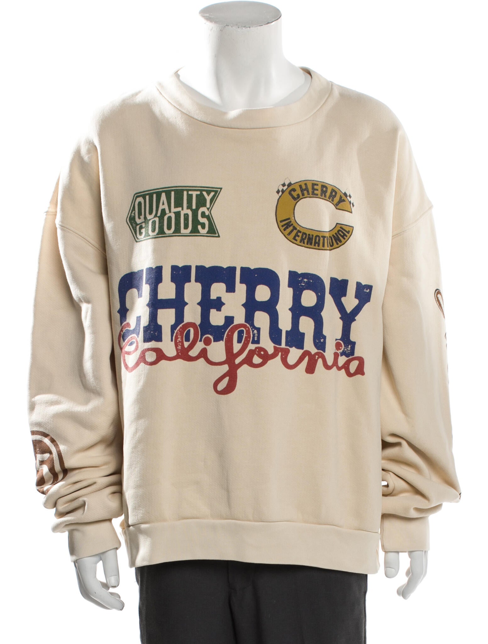 Cherry Los Angeles Graphic Print Scoop Neck Sweatshirt