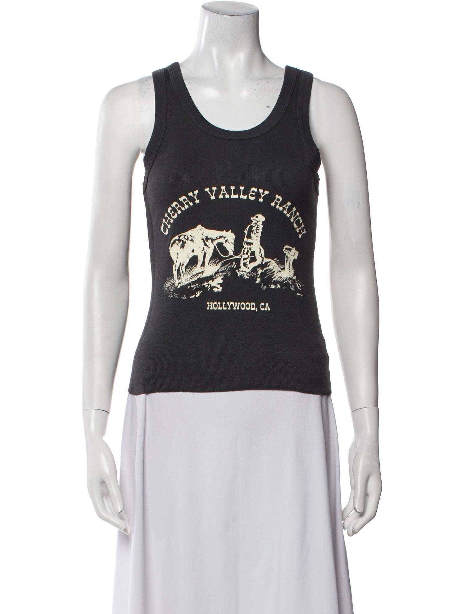 Cherry Los Angeles Graphic Print Scoop Neck Top