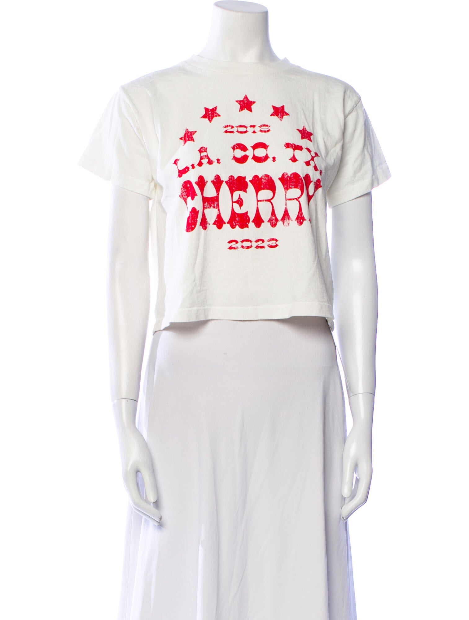 Cherry Los Angeles Graphic Print Crew Neck T-Shirt