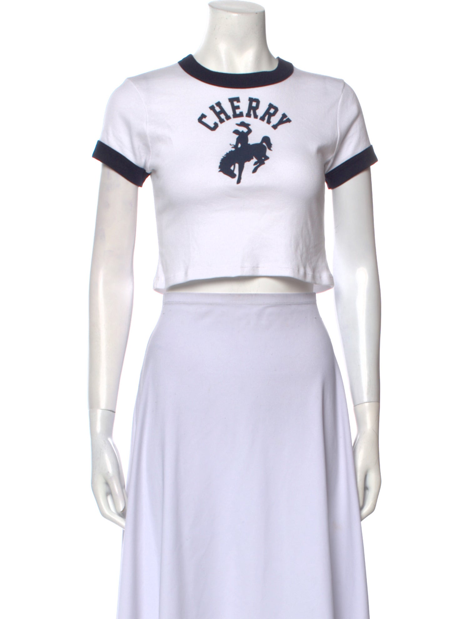 Cherry Los Angeles Graphic Print Crew Neck Crop Top