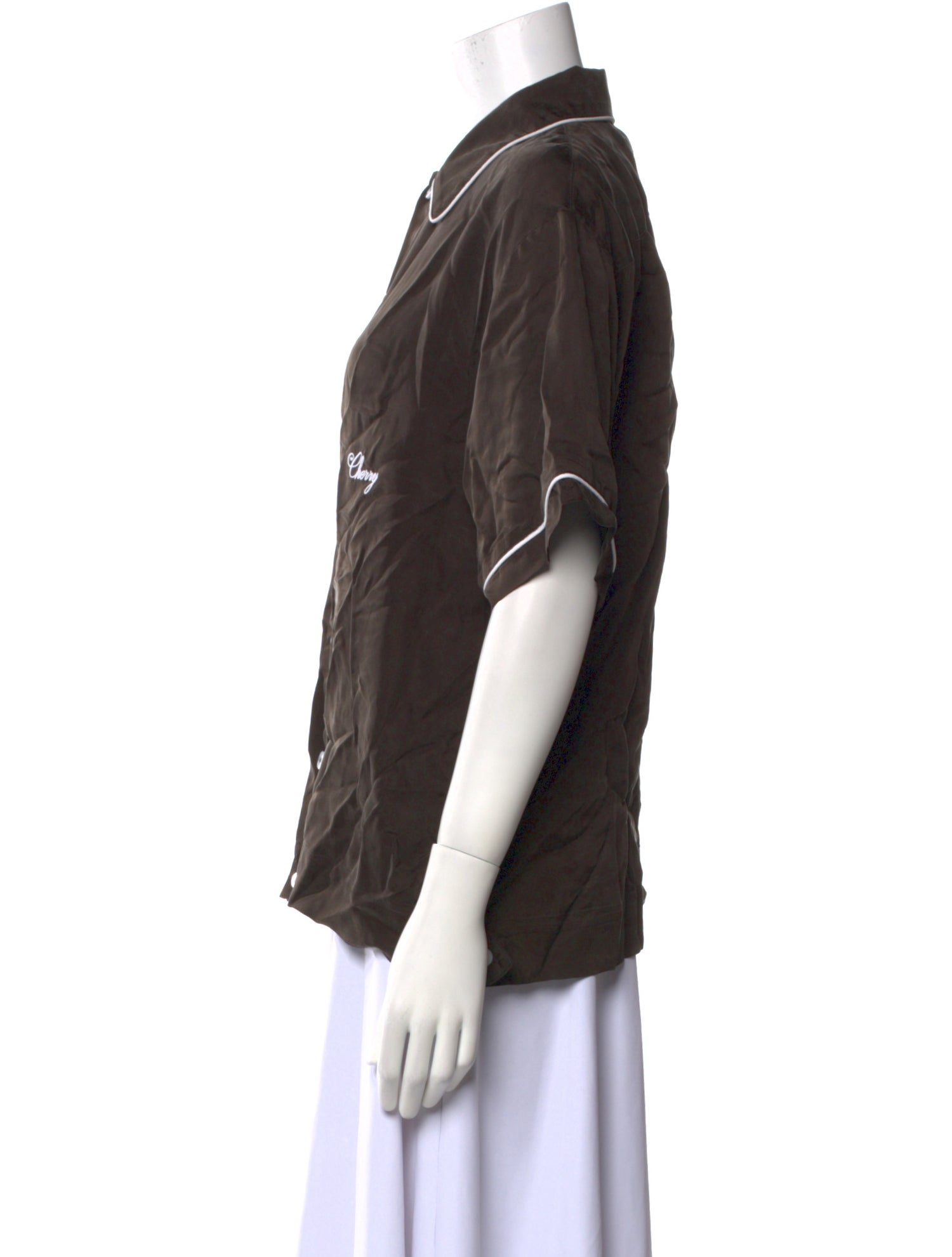 Cherry Los Angeles Short Sleeve Button-Up Top