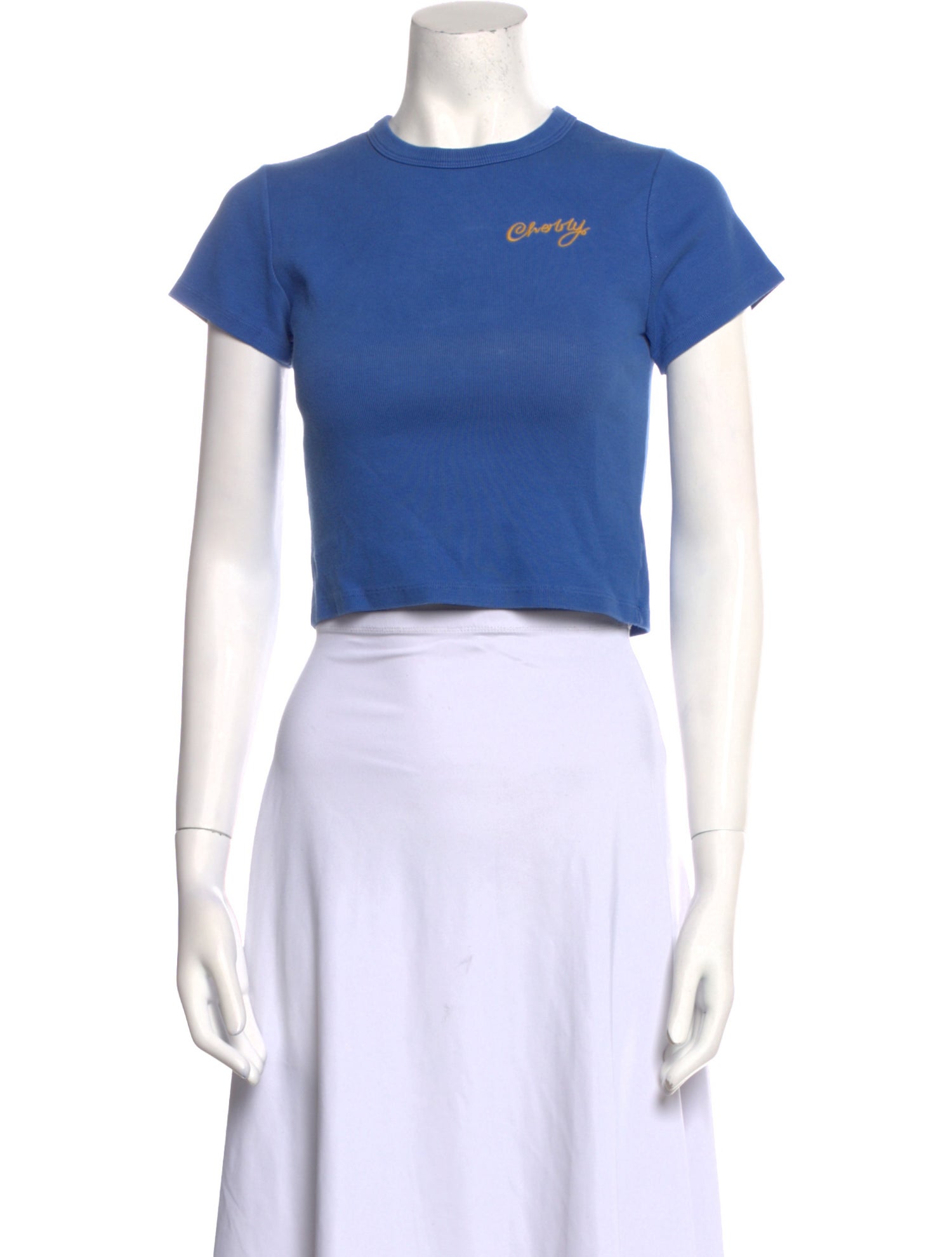 Cherry Los Angeles Crew Neck Short Sleeve Crop Top