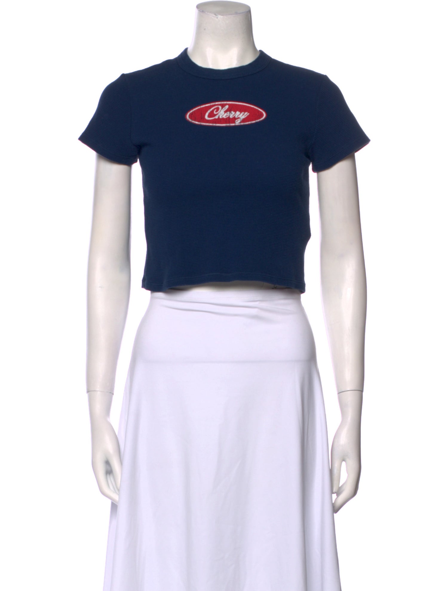 Cherry Los Angeles Graphic Print Crew Neck Crop Top